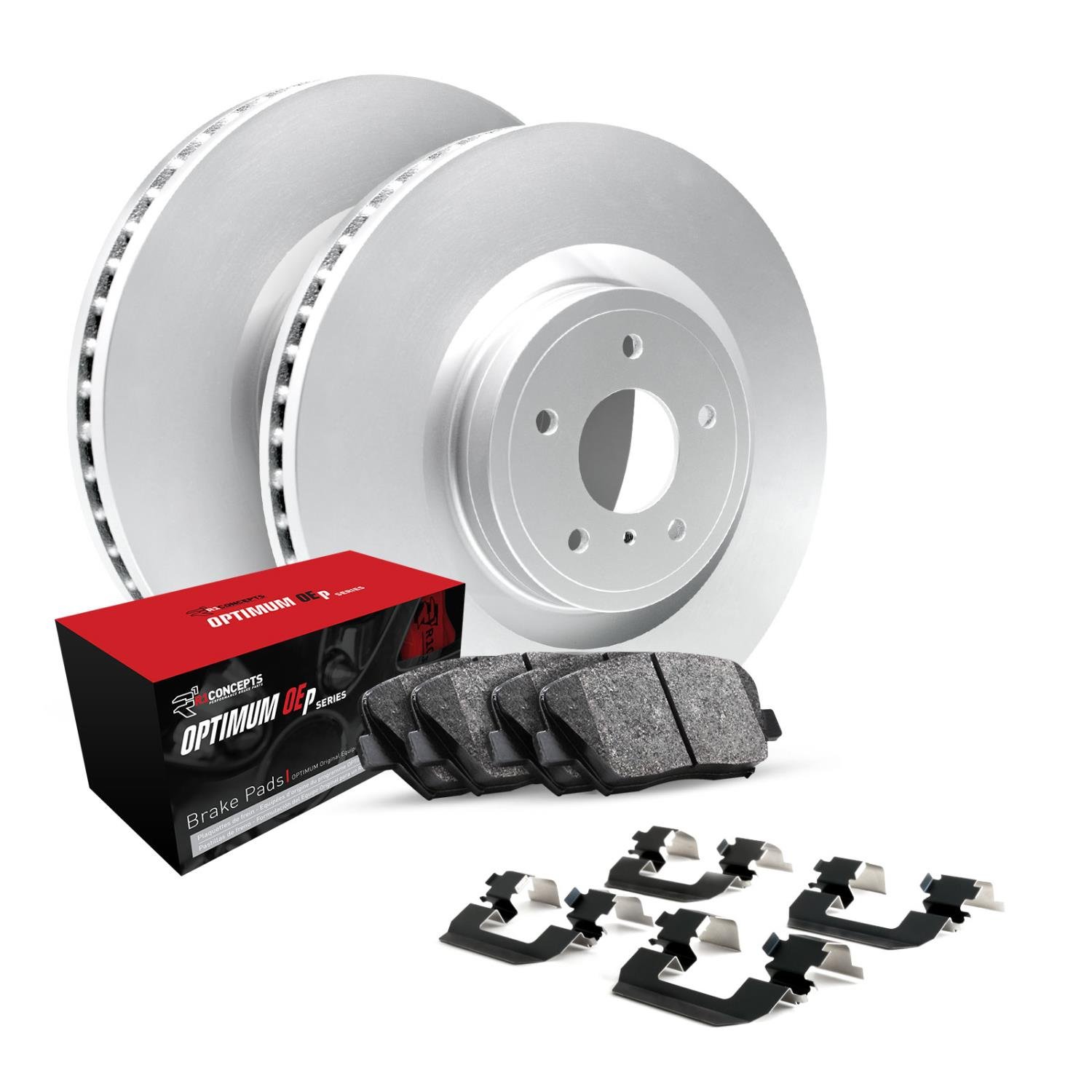 GEO-Carbon Brake Rotor Set w/Optimum OE Pads & Hardware, 1998-2008 Audi/Porsche/Volkswagen, Position: Rear