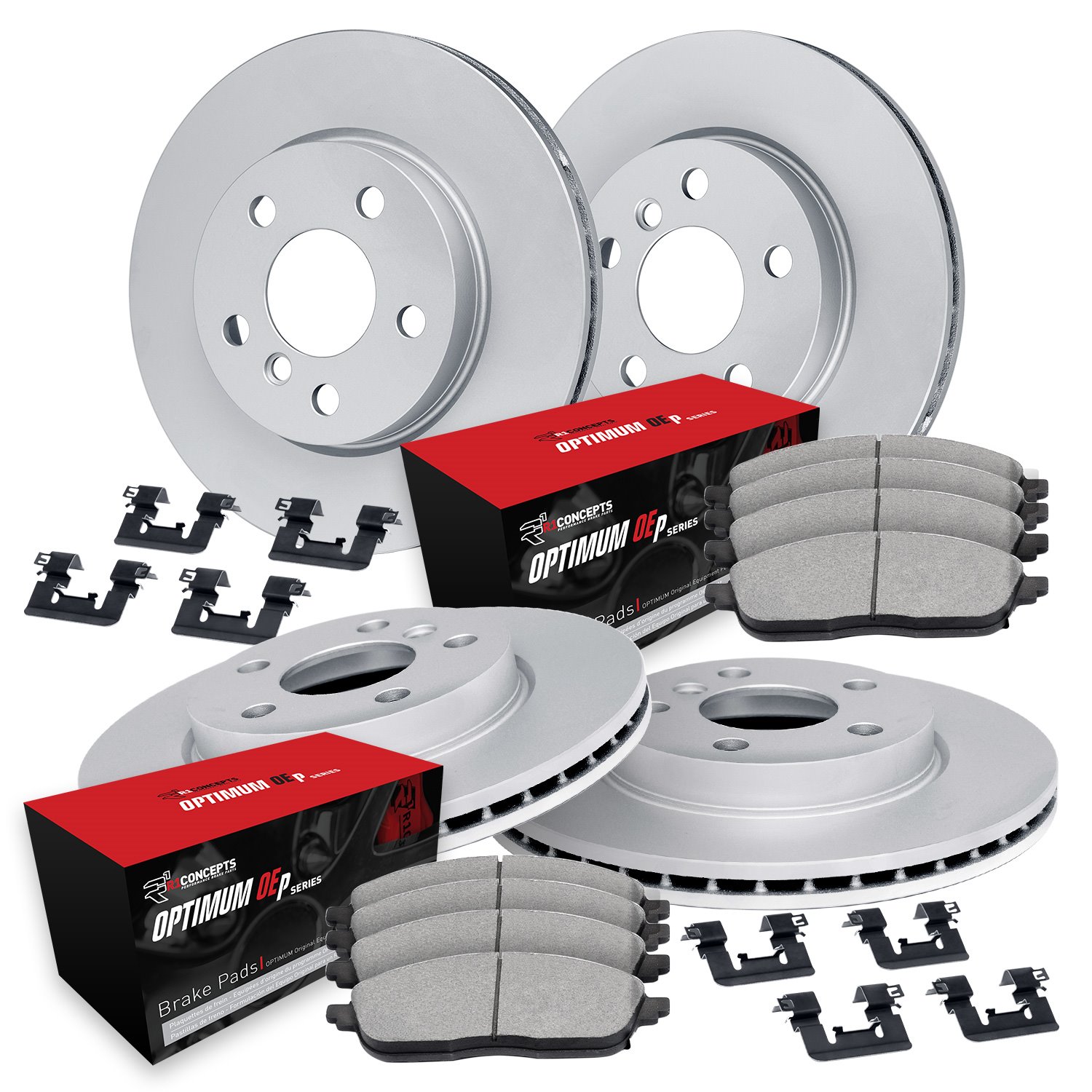 GEO-Carbon Brake Rotor Set w/Optimum OE Pads & Hardware, 2013-2019 Ford/Lincoln/Mercury/Mazda, Position: Front & Rear