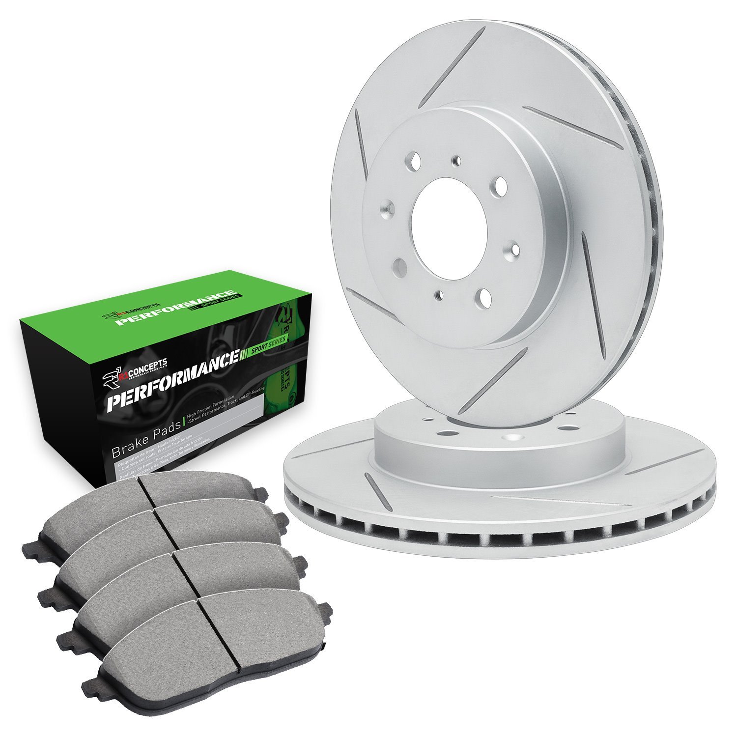 GEO-Carbon Slotted Brake Rotor Set w/Performance Sport Pads, 1998-1998 Mitsubishi, Position: Front