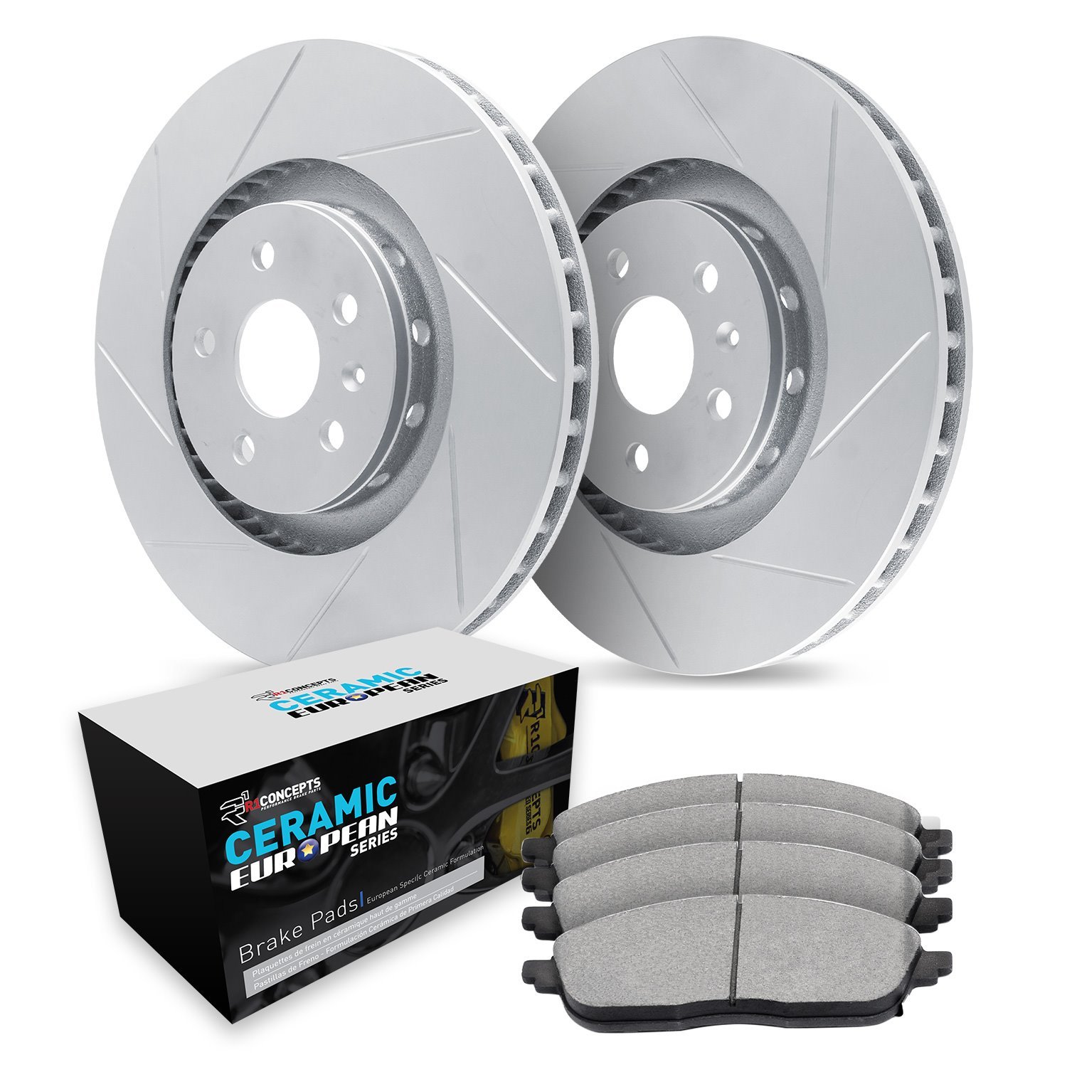 GEO-Carbon Slotted Brake Rotor Set w/Euro Ceramic Pads, 2006-2009 Mercedes-Benz, Position: Front