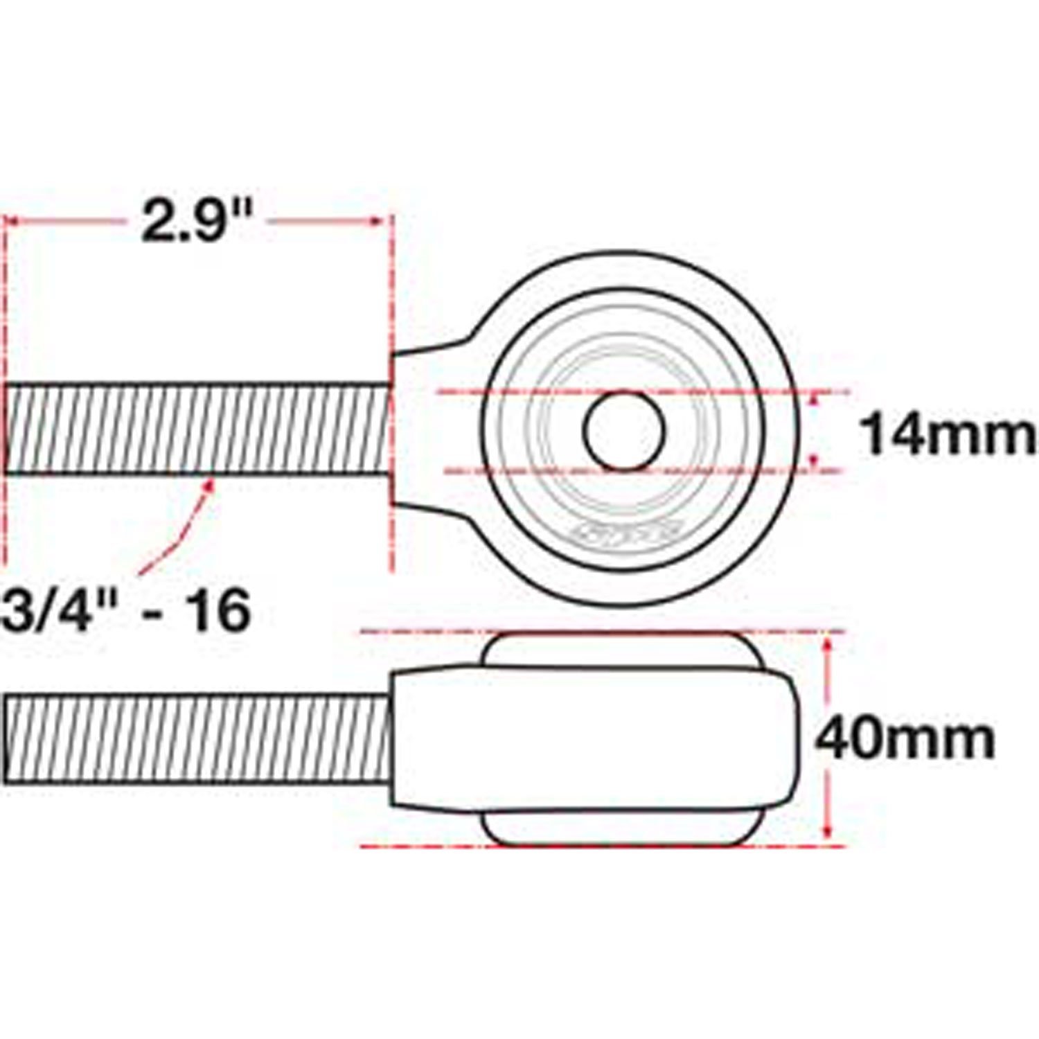 xAxis Rod End Ball Joint 3/4"-16 Thread