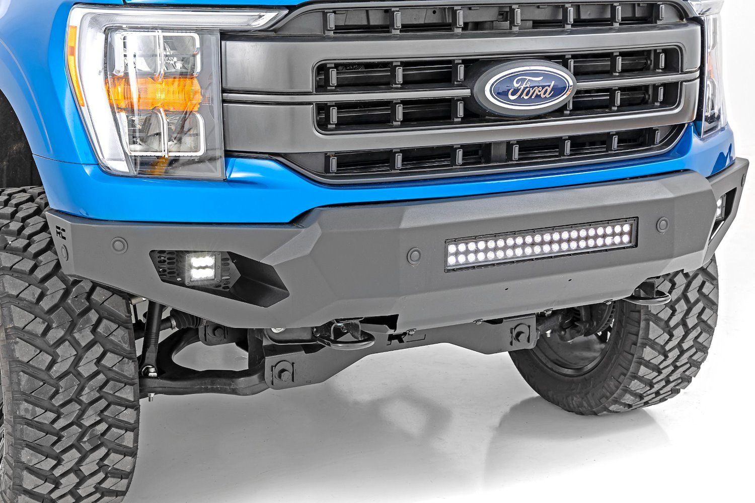 10809A High Clearance Front Bumper, LED Lights & Skid Plate, Fits Select Ford F150