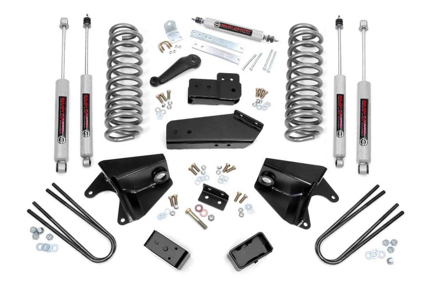 46533 Suspension Lift Kit w/Shocks; 4 in. Lift; Quad Front Shocks; Rear Blocks;