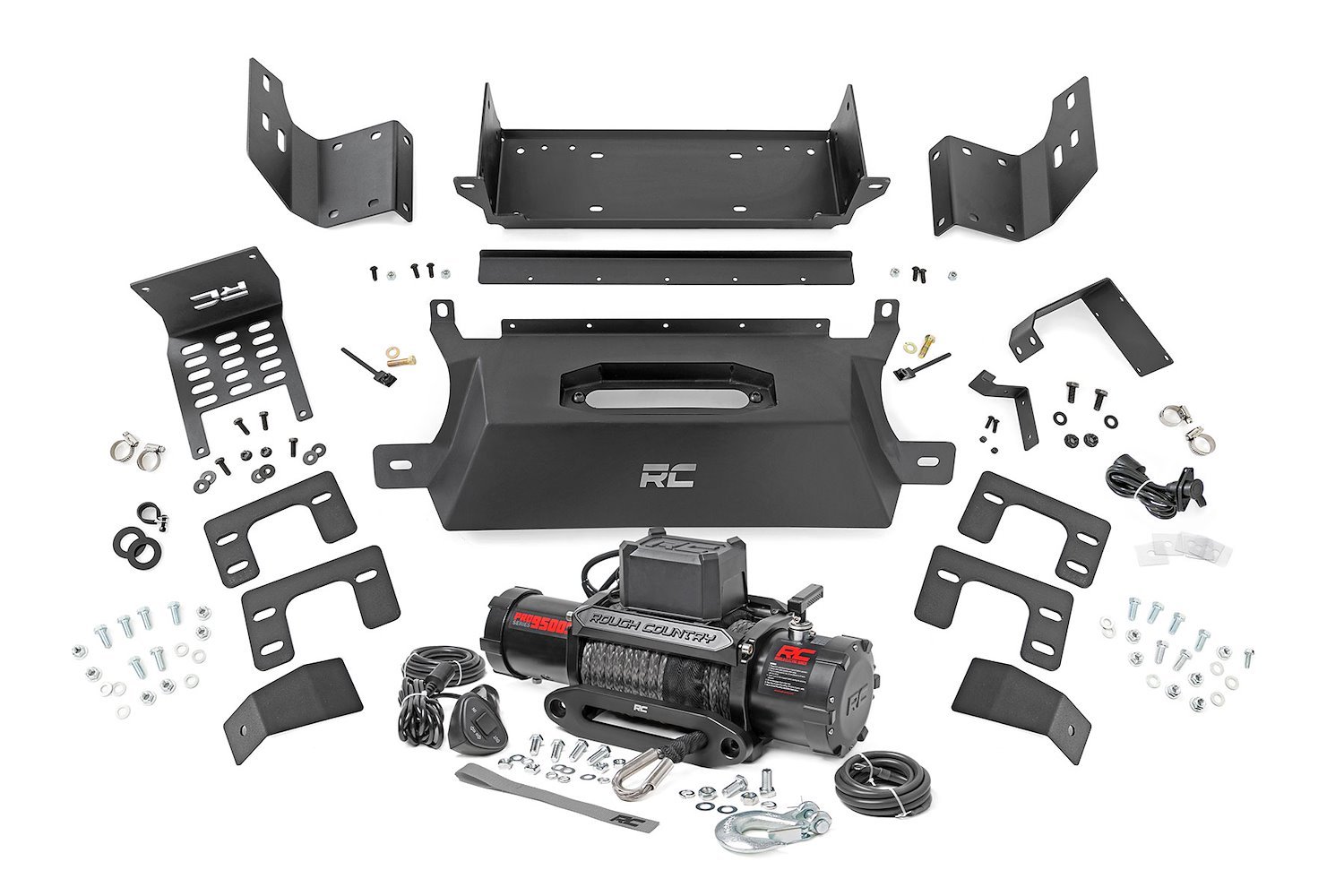 51058 Winch Mounting Plate; Incl. Winch Tray; Winch Skid Plate; Winch Controller Extension; Hardware; w/PRO9500S Winch;