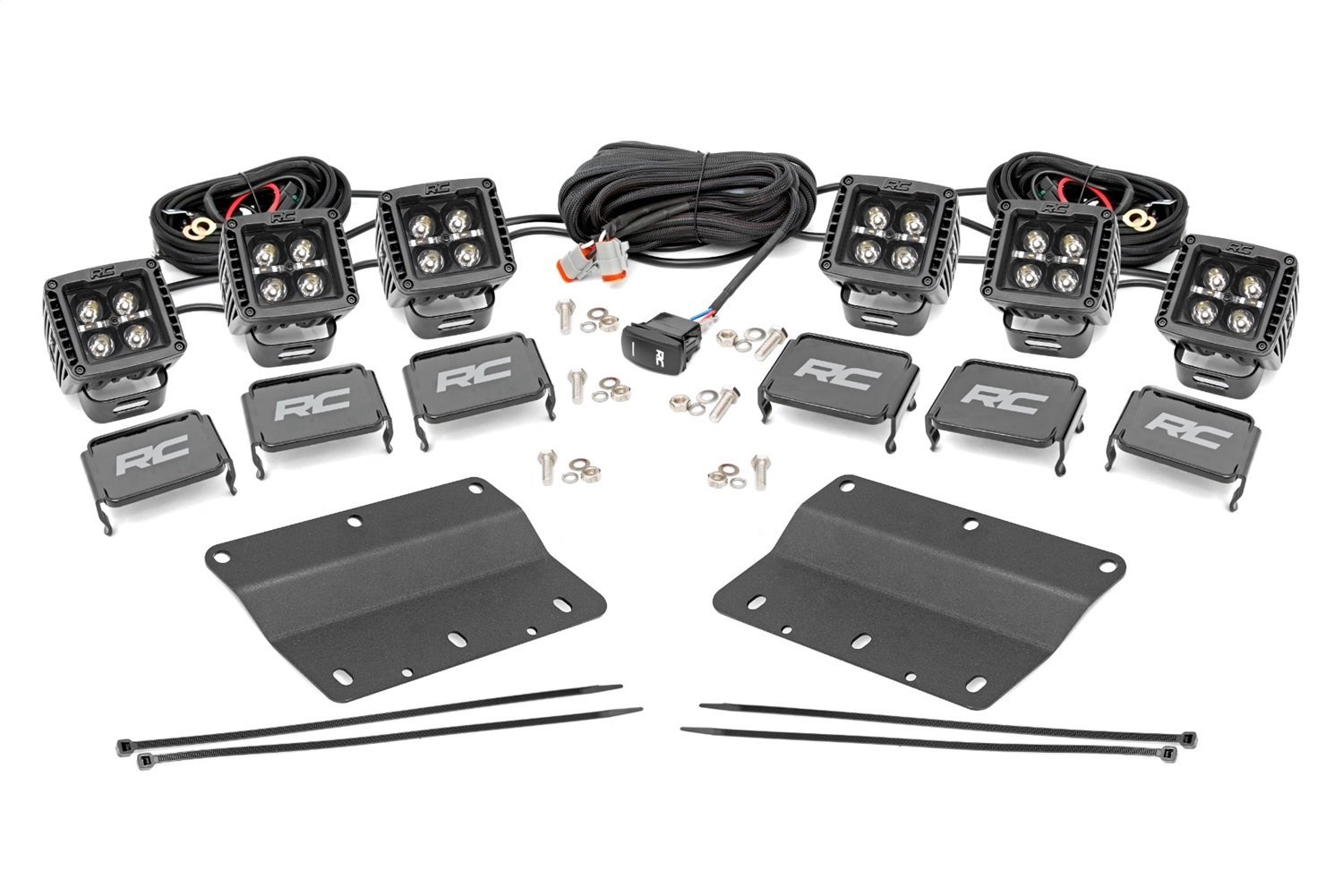 51088 LED Light Kit, Fog Mount, Triple 2" Black Pair, Amber DRL, Fits Select Ford Bronco