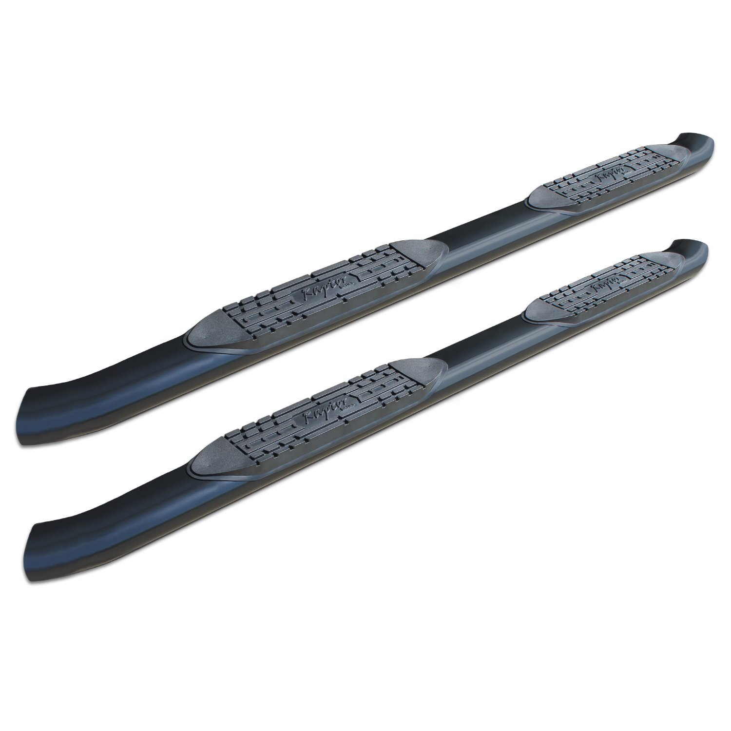 1601-0313B 5 in OE Style Curved Oval Steps, Black Alloy Steel, 07-19 Chevy Silverado/GMC Sierra 1500/2500/3500