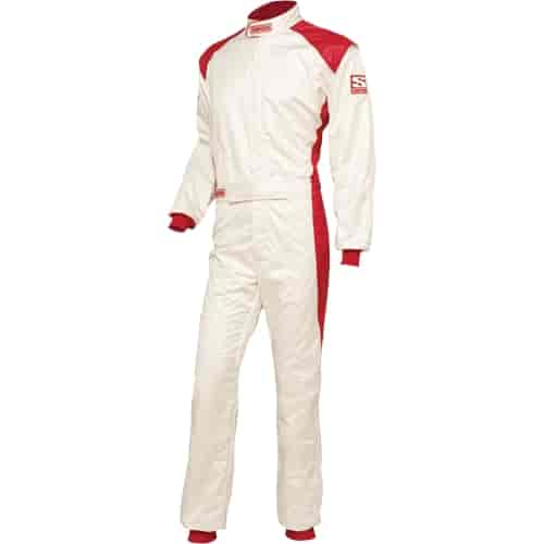 HPD-1 Racing Suit 1-Piece White/Red Large SFI 3.2A/5