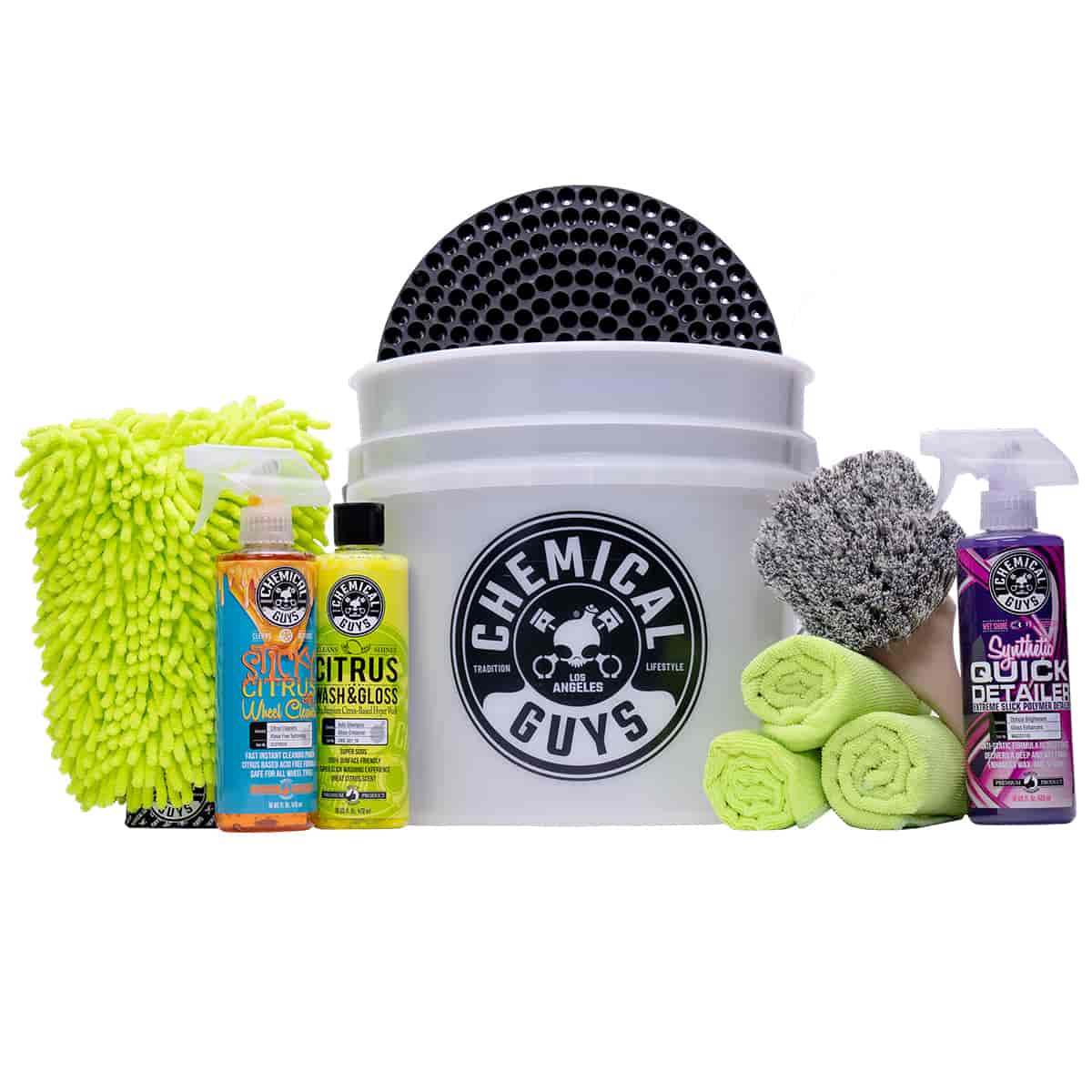 Chemical Guys ACC103K1: Detailing Easy Kit  Includes 4.5 Gallon Bucket  w/Dirt Trap, Microfiber Wash Mitt, Citrus Concentrated Car Wash, Gel Citrus  Wheel Cleaner, Extreme Slick Synthetic Quick Detailer, Flagged Tip Brush