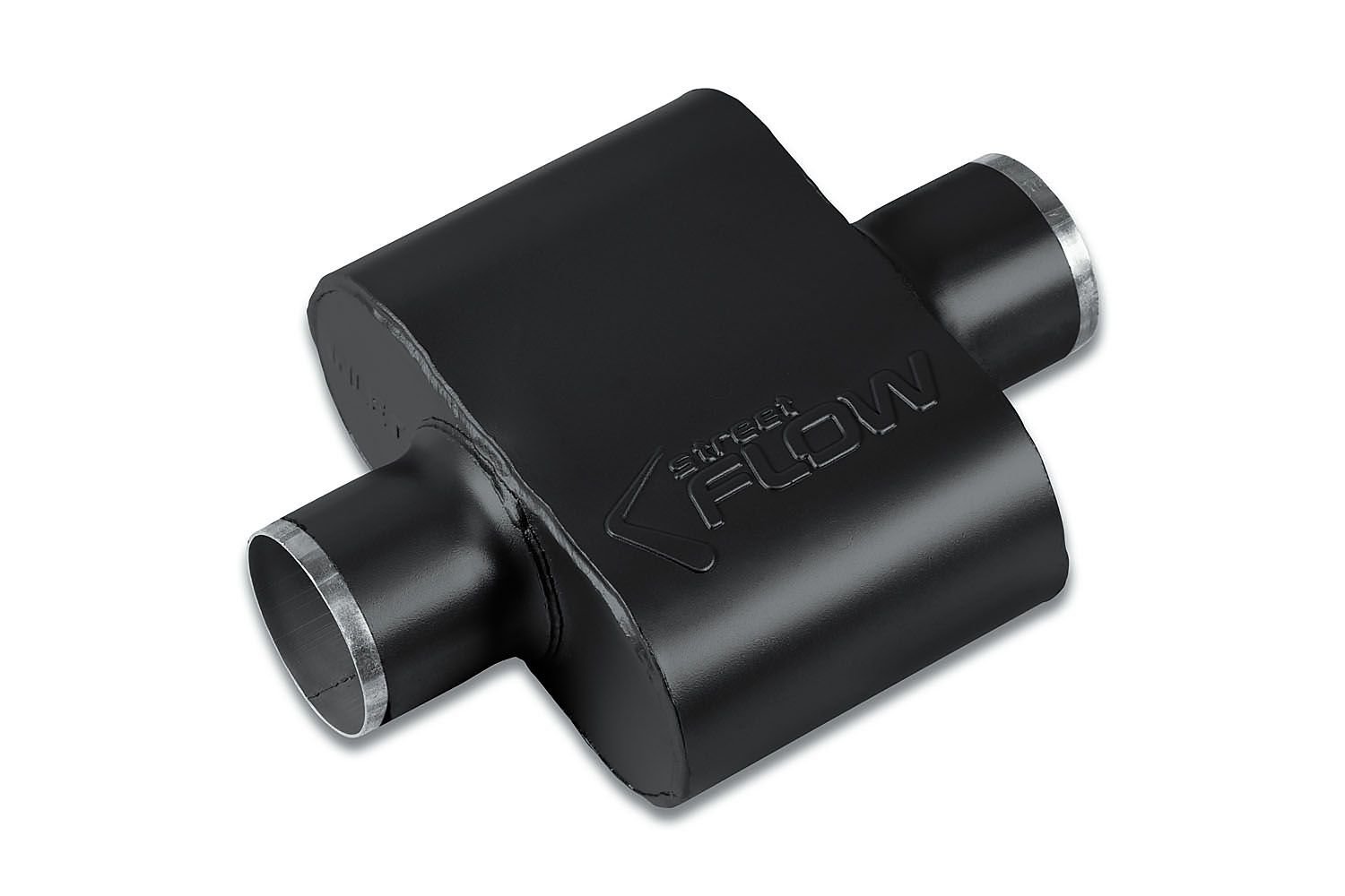 Street-Series Street Flow Muffler, 1-Chamber, Inlet/Outlet: 3 in./3 in., Center In/Center Out [Black Powder-Coat Finish]