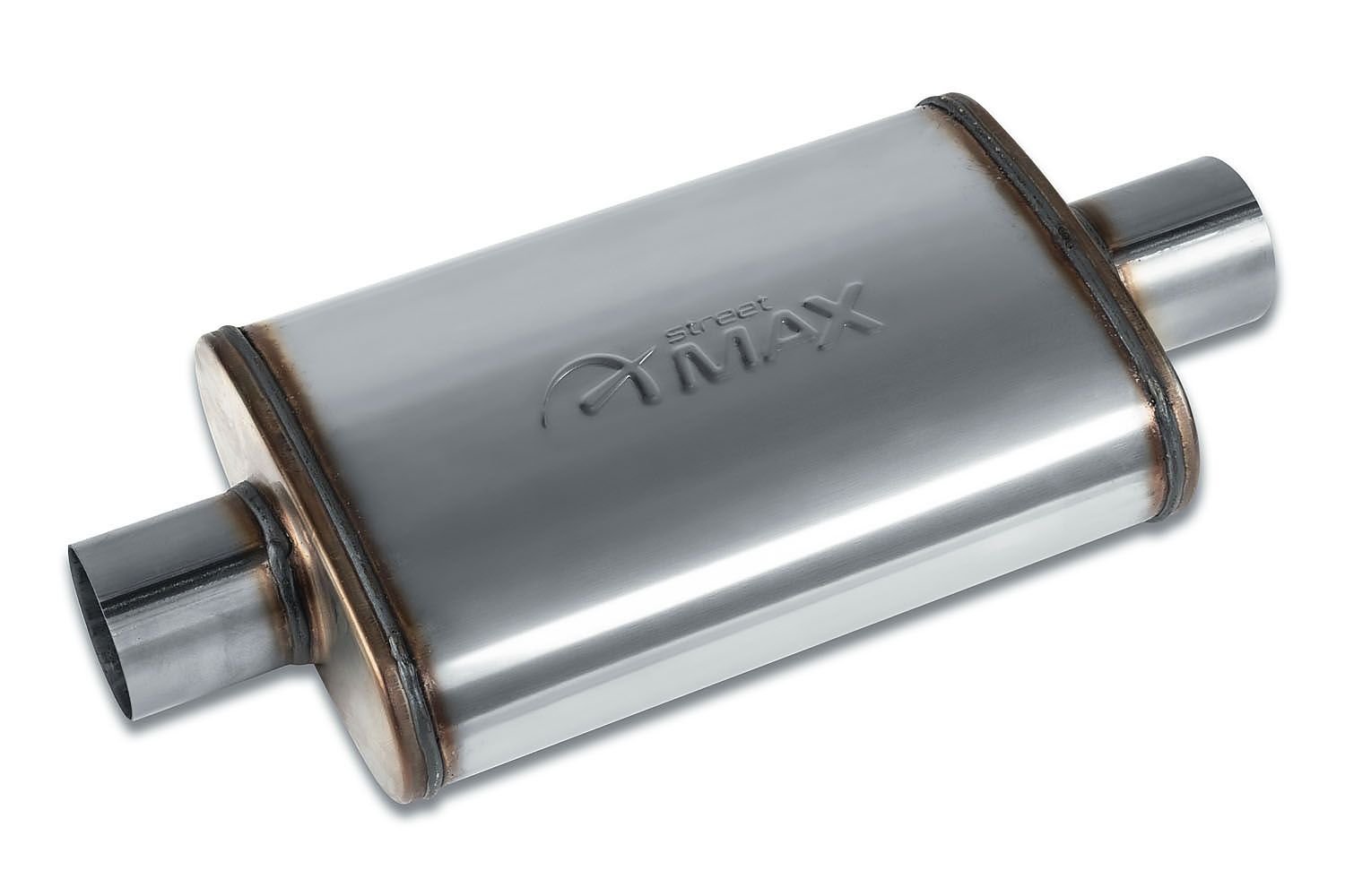 Street-Series Street Max Muffler, Straight-Through, Inlet/Outlet: 3 in., Center In/Center Out [Natural Finish]