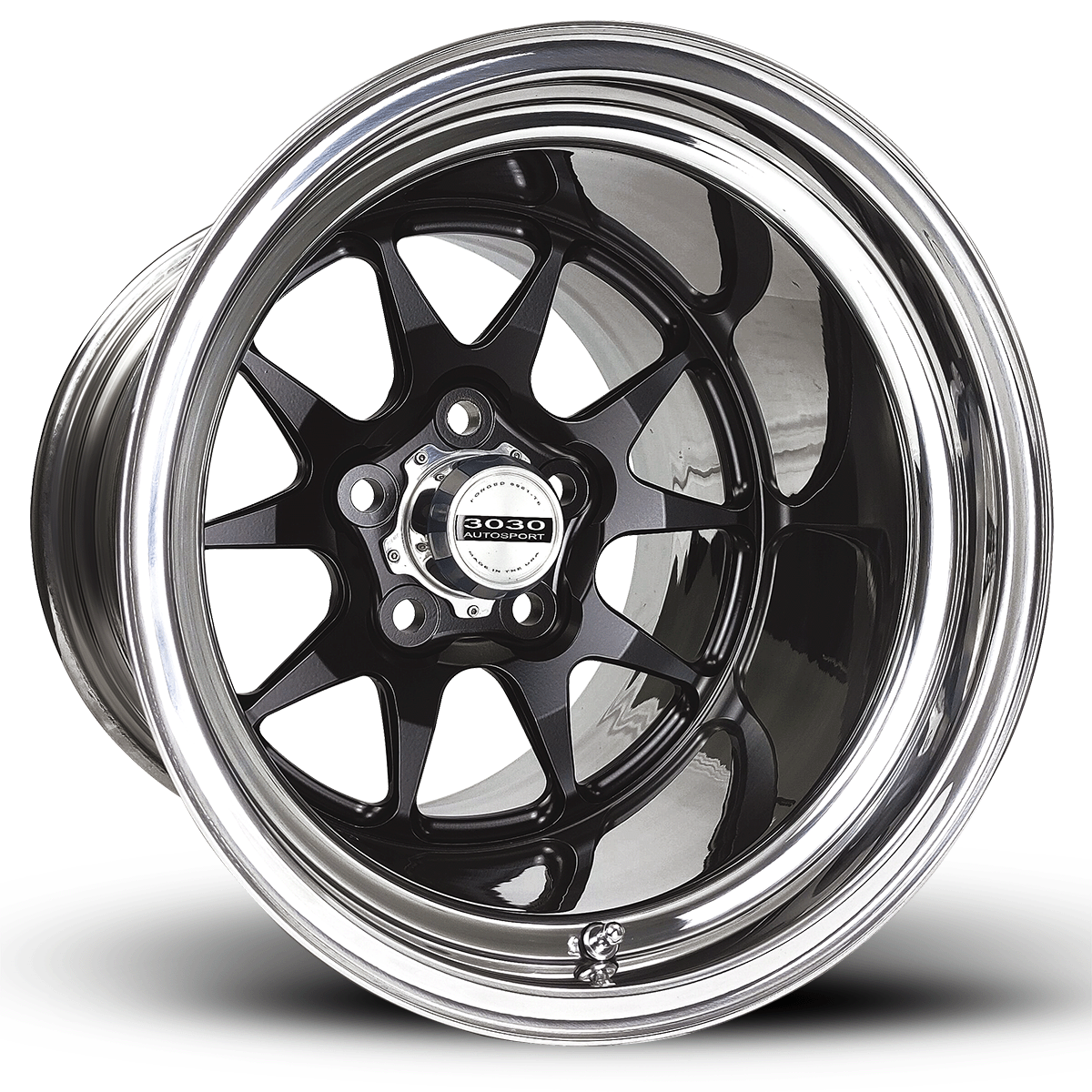 MACH-10 Non-Beadlock Wheel, Size: 15x8", Bolt Pattern: 5x5", Backspace: 3.500" [Black/Polished]