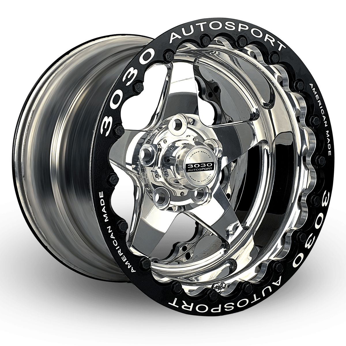 Launch Double-Beadlock Wheel, Size: 15x9", Bolt Pattern: 5x5", Backspace: 3.500" [Polished]
