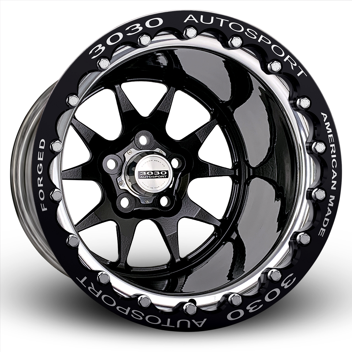 MACH-10 Double-Beadlock Wheel, Size: 15x9", Bolt Pattern: 5x4.5", Backspace: 3.500" [Black/Polished]