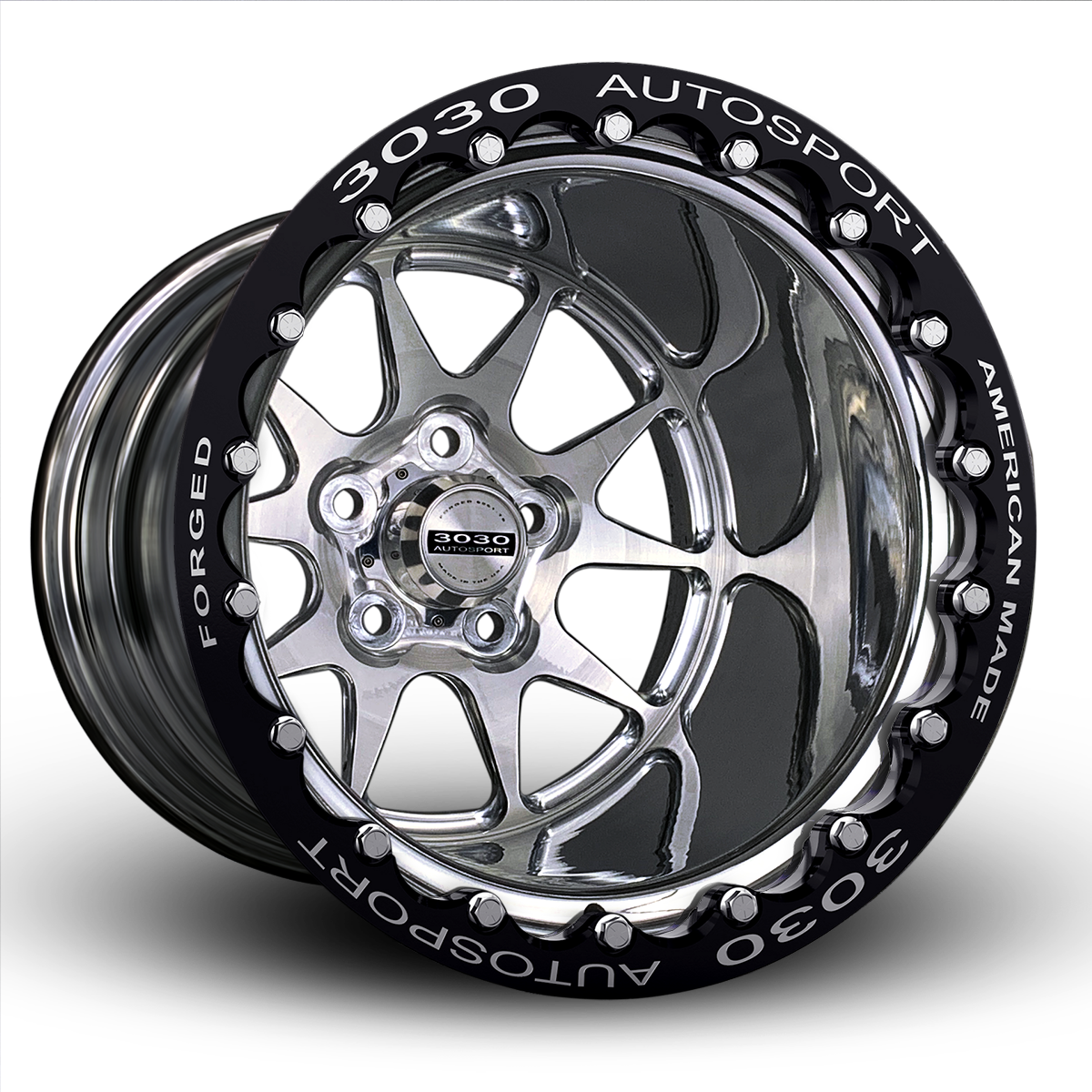 MACH-10 Double-Beadlock Wheel, Size: 15x9", Bolt Pattern: 5x4.5", Backspace: 4" [Polished]