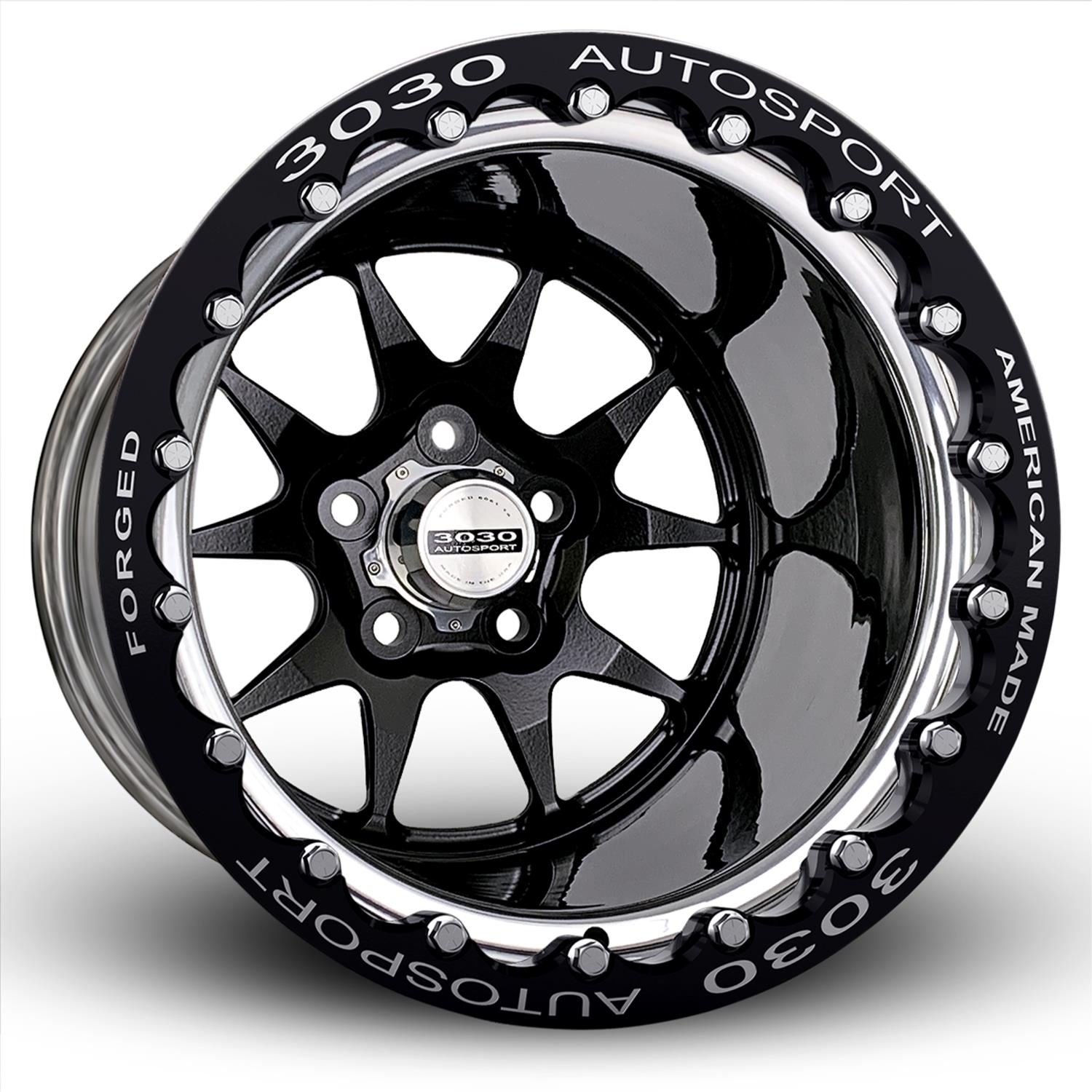 MACH-10 Double-Beadlock Wheel, Size: 15x10", Bolt Pattern: 5x4.5", Backspace: 4" [Black/Polished]