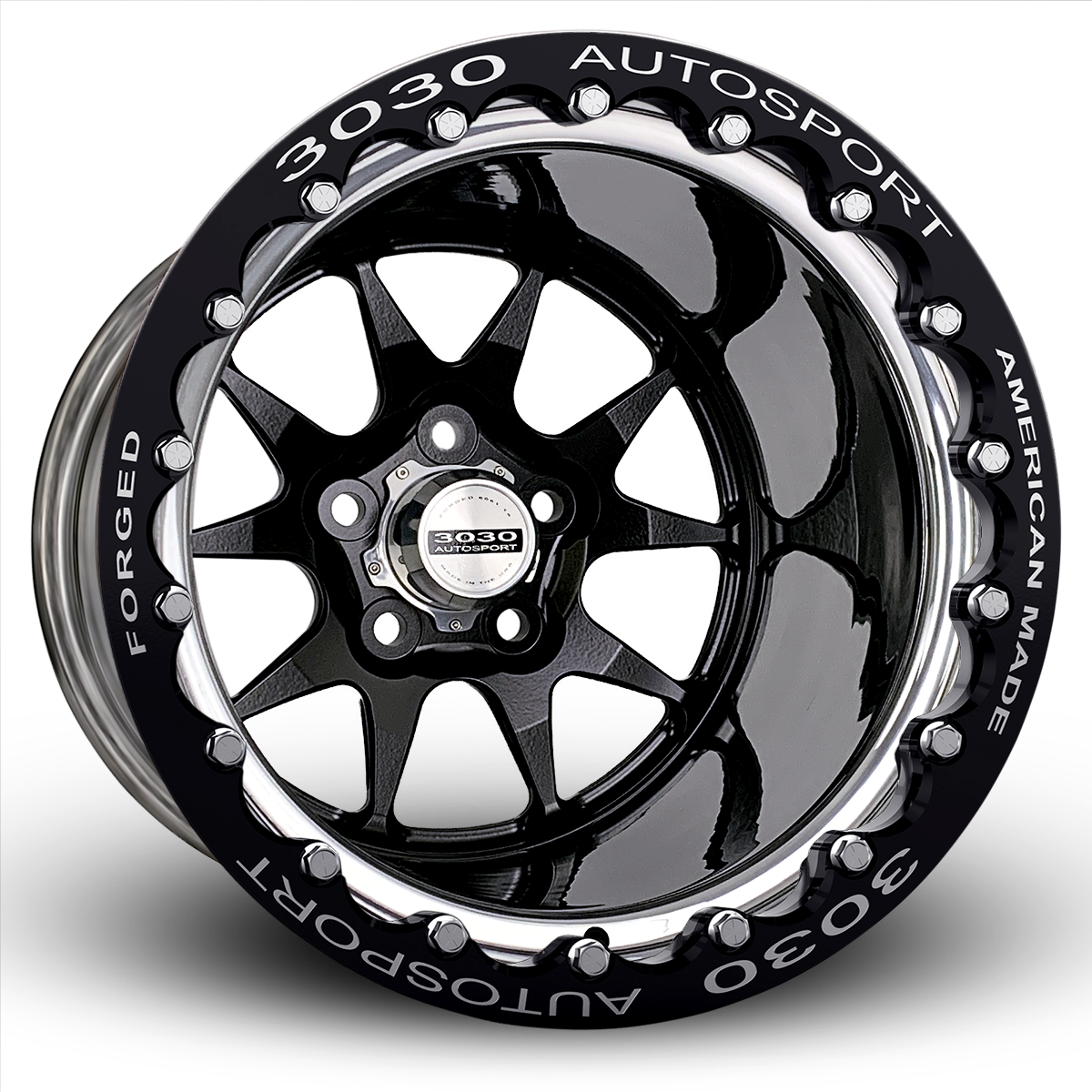 MACH-10 Single-Beadlock Wheel, Size: 15x12", Bolt Pattern: 5x4.5", Backspace: 6.500" [Black/Polished]