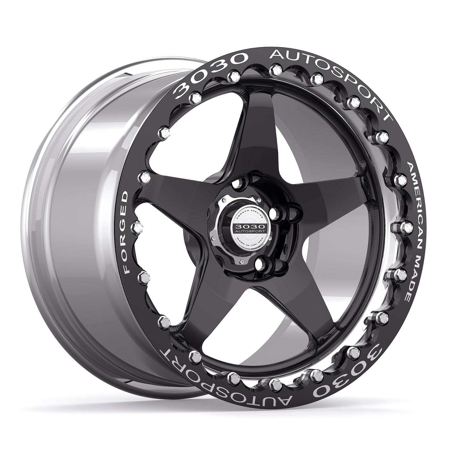 Launch Single-Beadlock Wheel, Size: 17x10", Bolt Pattern: 5x4.5", Backspace: 6.500" [Black/Polished]