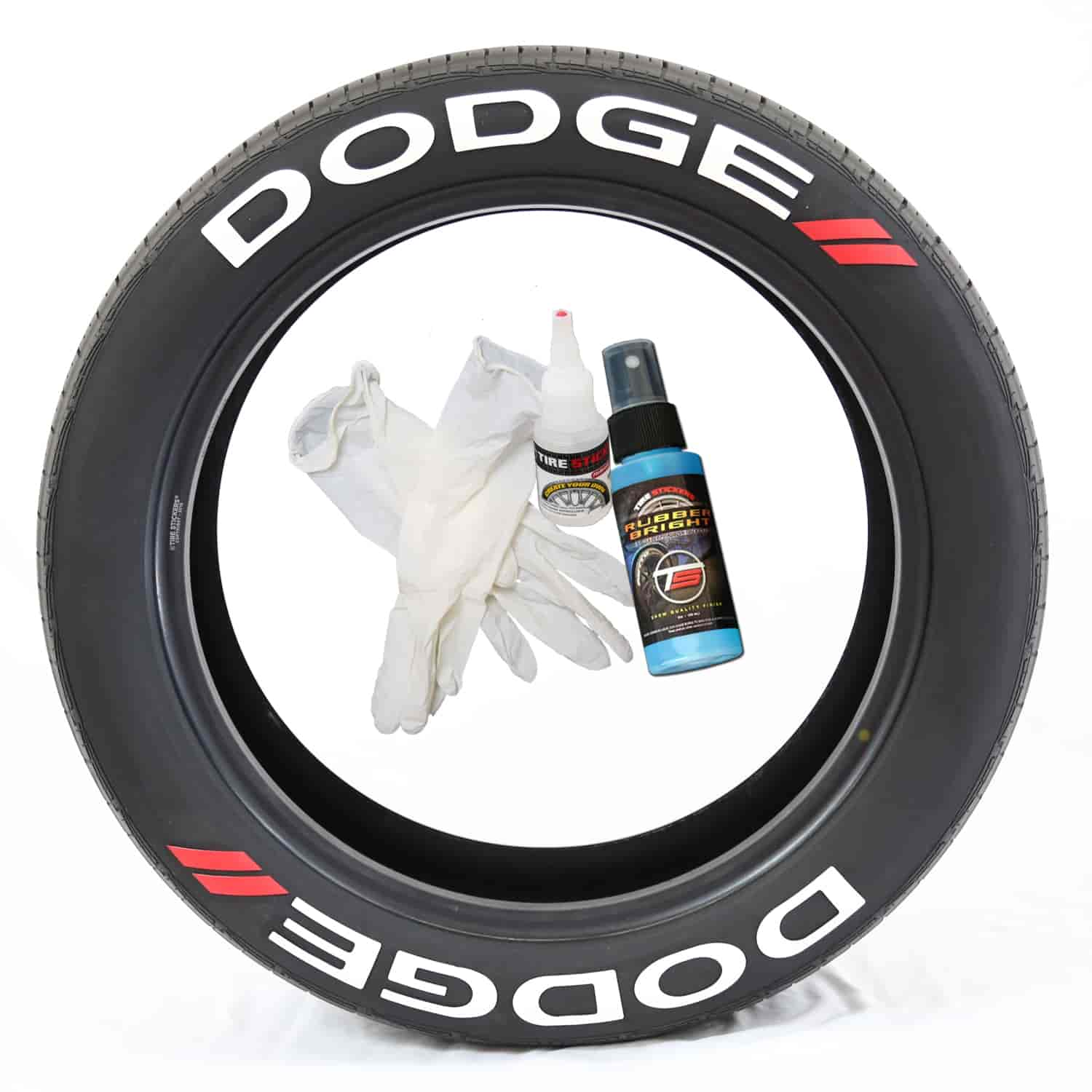 Dodge with Red Dashes Tire Lettering Kit