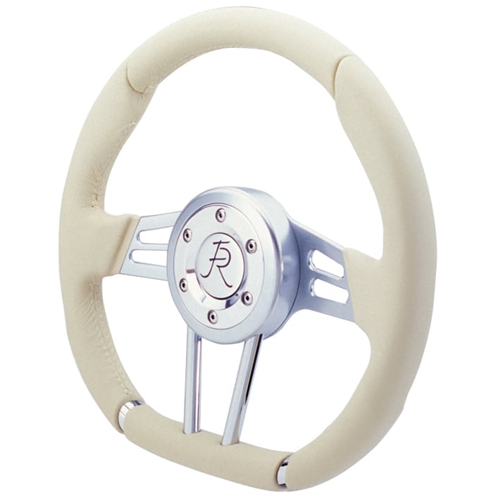 D-Shaped Steering Wheel Light Tan Leather Wrap