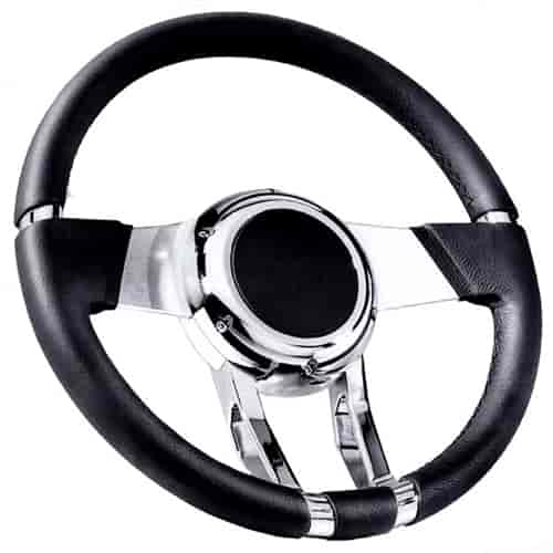 Waterfall Steering Wheel Black Leather Wrap