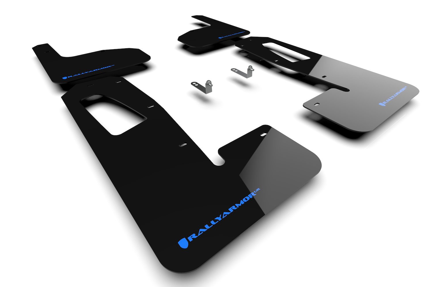 MF18URBLKNB Mud Flap Kit for  2022 Rivian R1T - Light Blue Logo