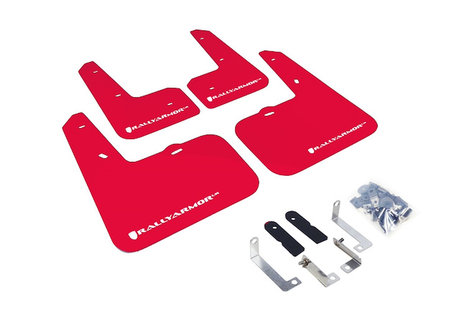 MF24URRDWH Mud Flap Kit for 2012-2018 Hyundai Veloster Base, Turbo - Red Mud Flap/White Logo