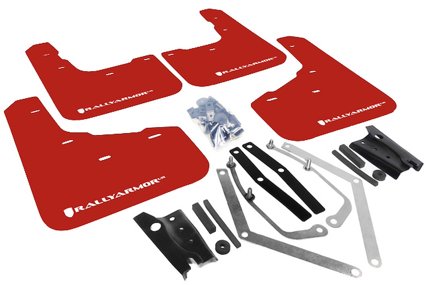 MF29URRDWH Mud Flap Kit for 2013-2019 Ford Fiesta ST - Red Mud Flap/White Logo