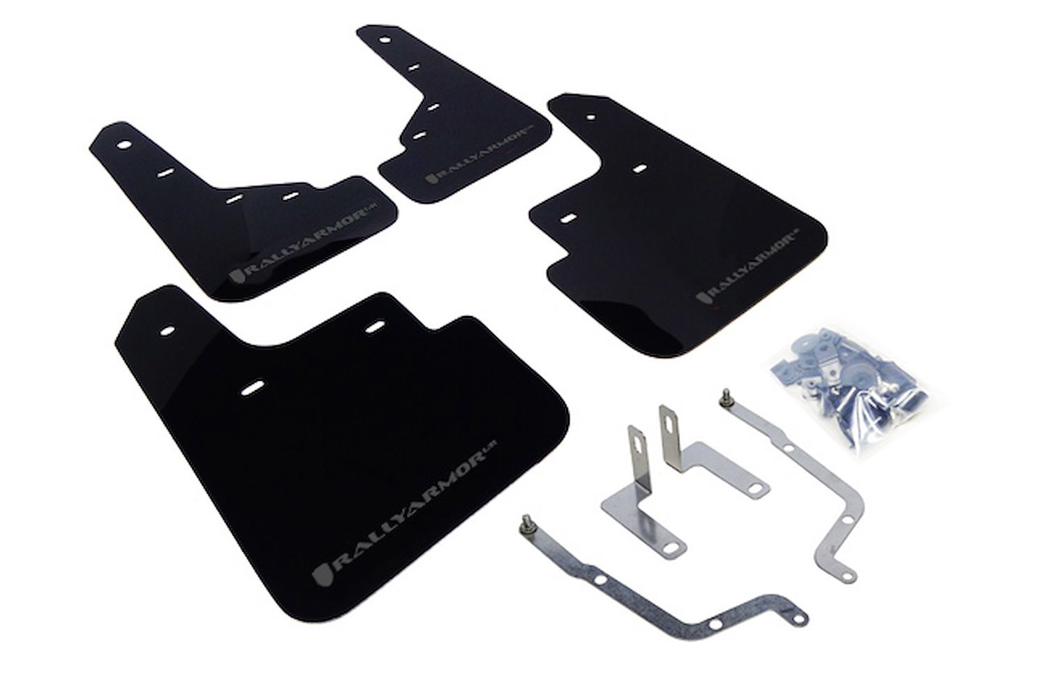 MF31URBLKGRY Mud Flap Kit for 2014-2018 Mazda 3 Grand Touring, Sport, SV, Touring - Grey Logo