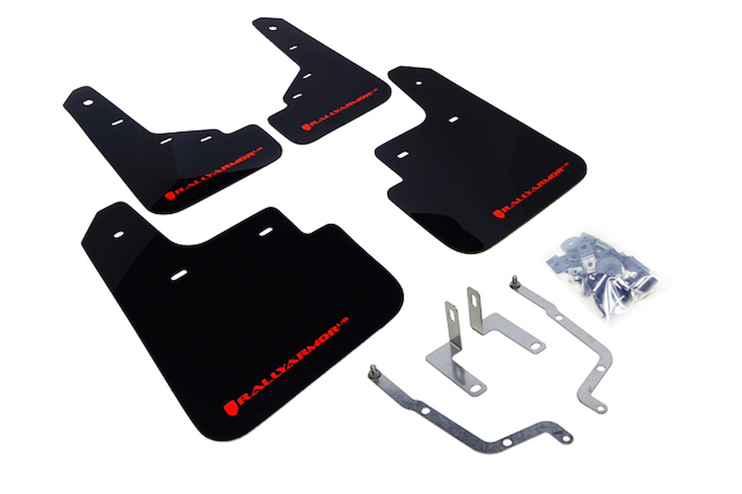 MF31URBLKRD Mud Flap Kit for 2014-2018 Mazda 3 Grand Touring, Sport, SV, Touring - Red Logo