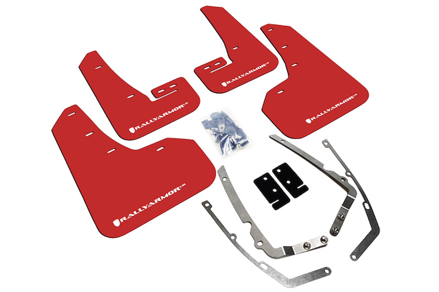 MF37URRDWH Mud Flap Kit for 2015-2019 Volkswagen Golf - Red Mud Flap/White Logo