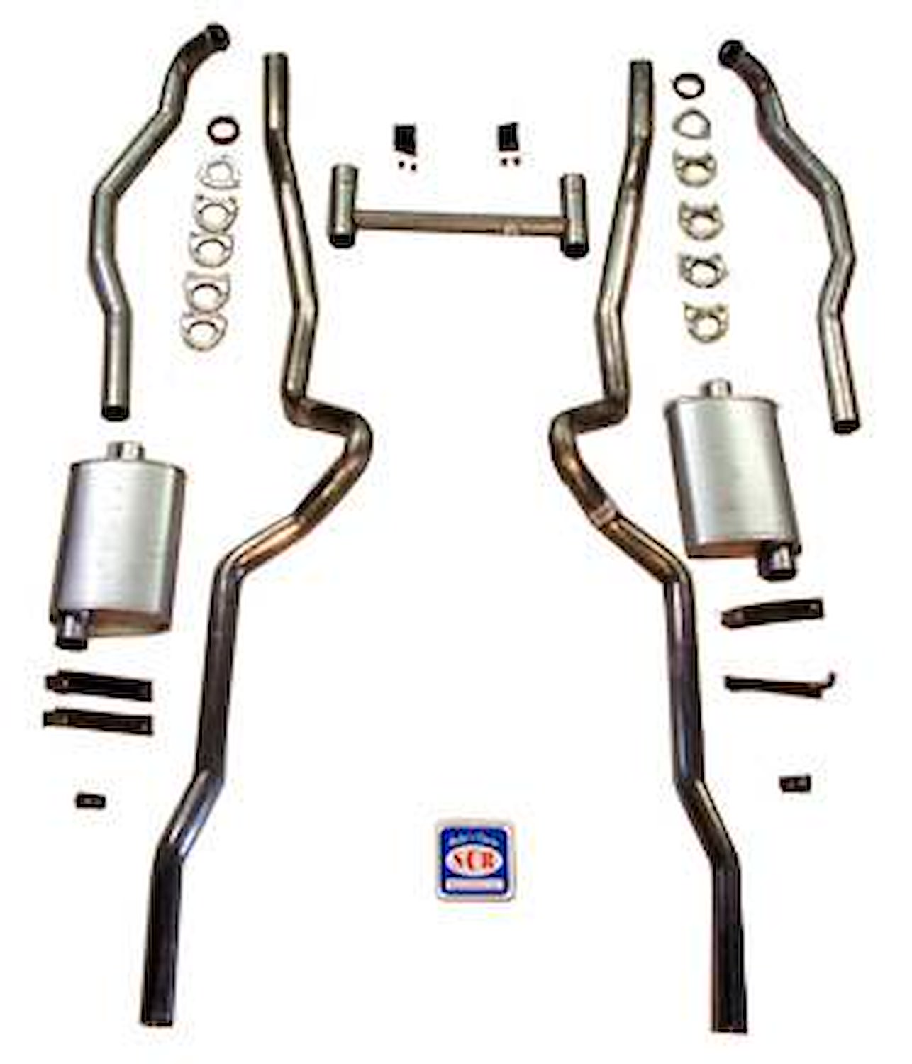 63031S 1955-1957 Chevrolet Full-Size 2-1/2 in. Dual Turbo Exhaust System, 304 Stainless Steel