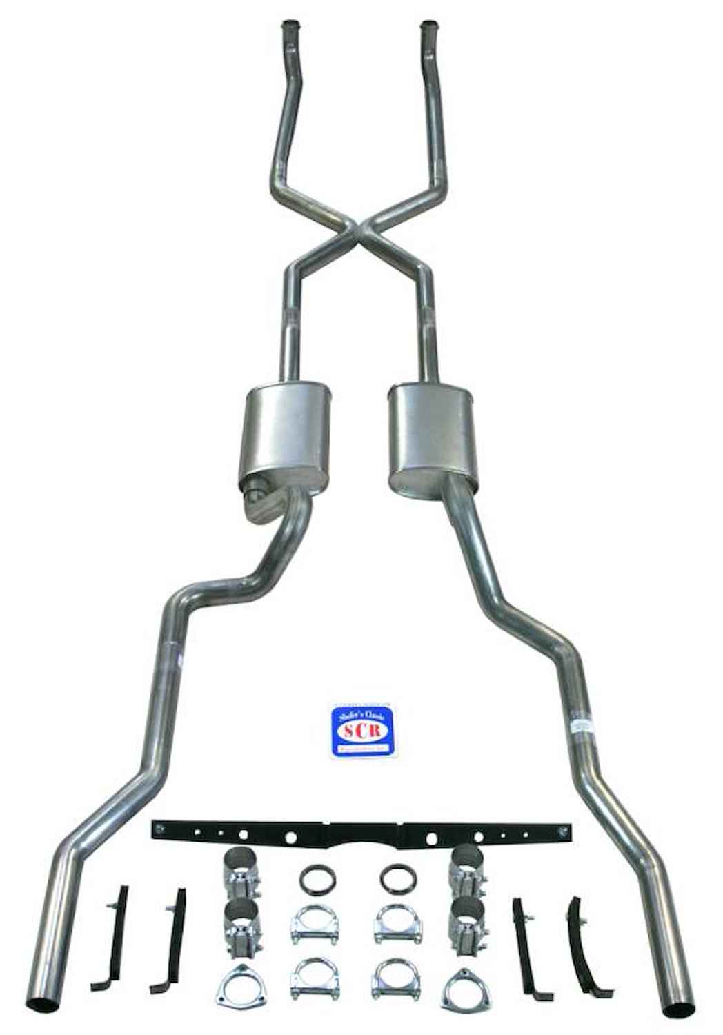 63112S 1955-1957 Chevrolet Full-Size X-Style 2-1/2 in. Exhaust System, 304 Stainless Steel