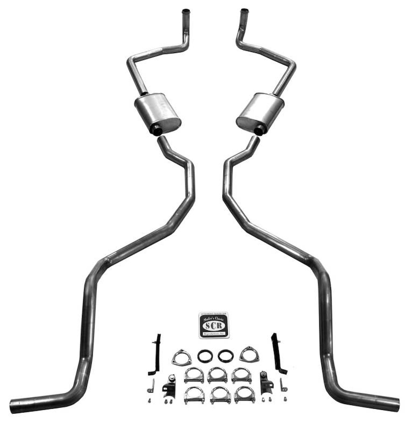 73073 1959 El Camino & SW exc. 9-Passenger 348 Dual Exhaust System w/ 2-1/2 in. Exhaust pipes & 2-1/2 in. Tailpipes