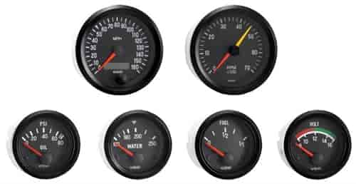 Cockpit 6 Gauge Kit with GM Transmission Sender and 3 3/8 160MPH Speedometer / Tachomete