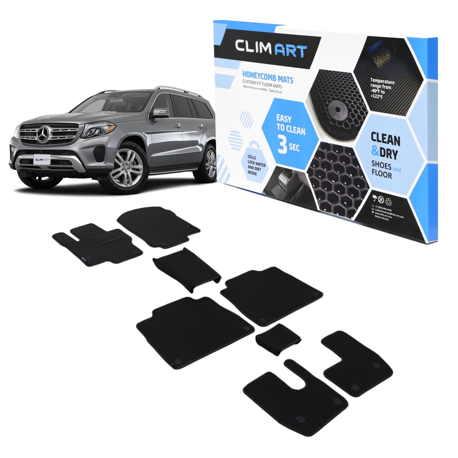 CLIM ART Honeycomb Custom Fit Floor Mats Fits Select Mercedes GLS