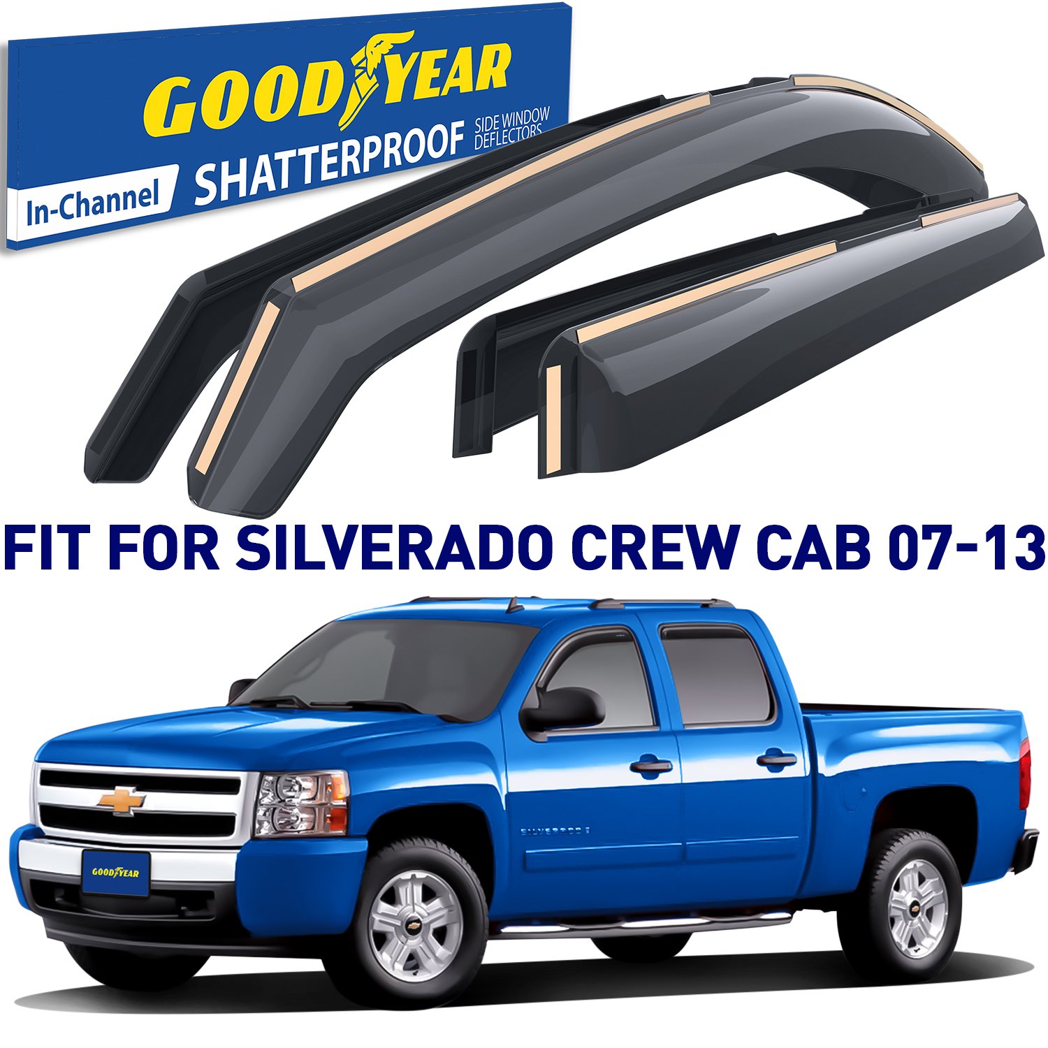 Goodyear Shatterproof Window Deflectors For 2007-2013 Chevrolet Silverado/GMC Sierra