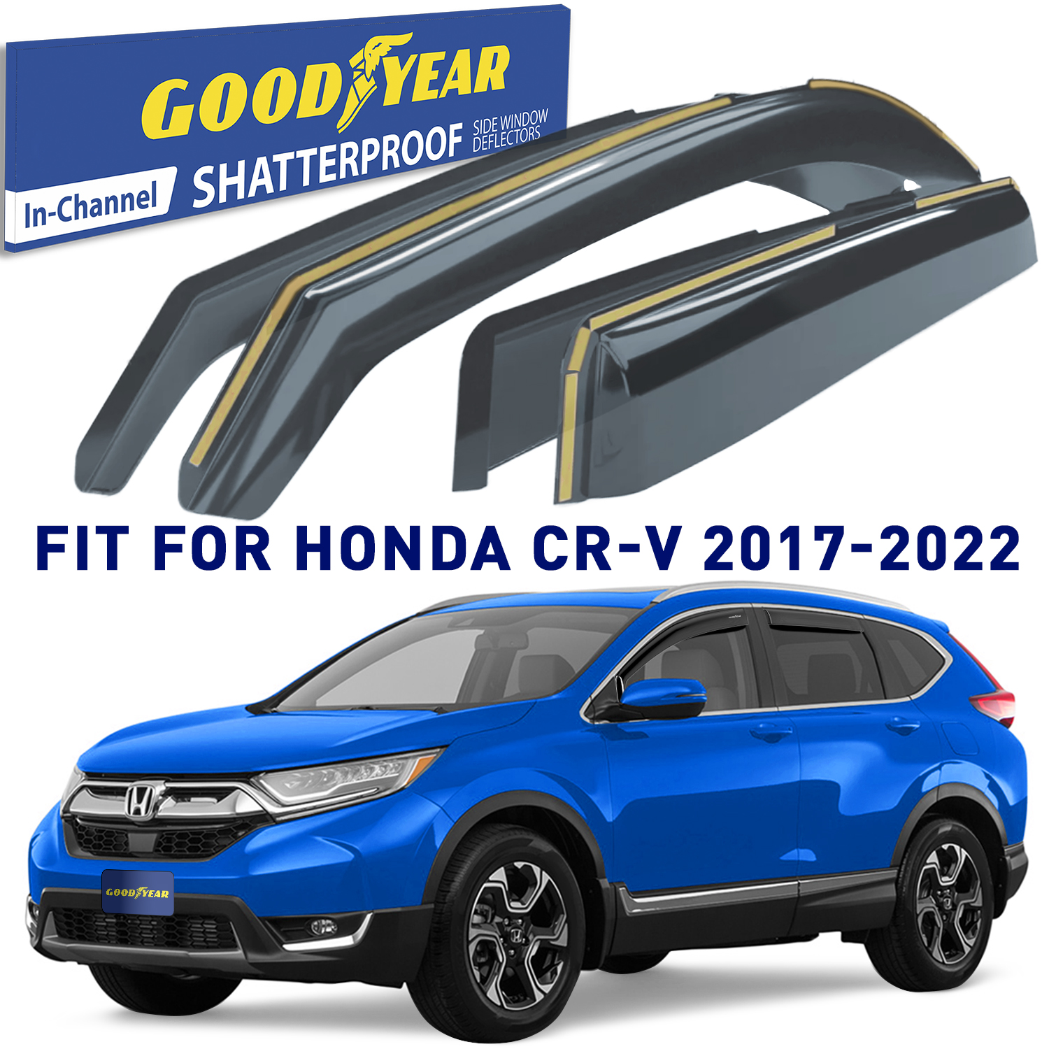 Goodyear Shatterproof Window Deflectors For 2017-2022 Honda CR-V