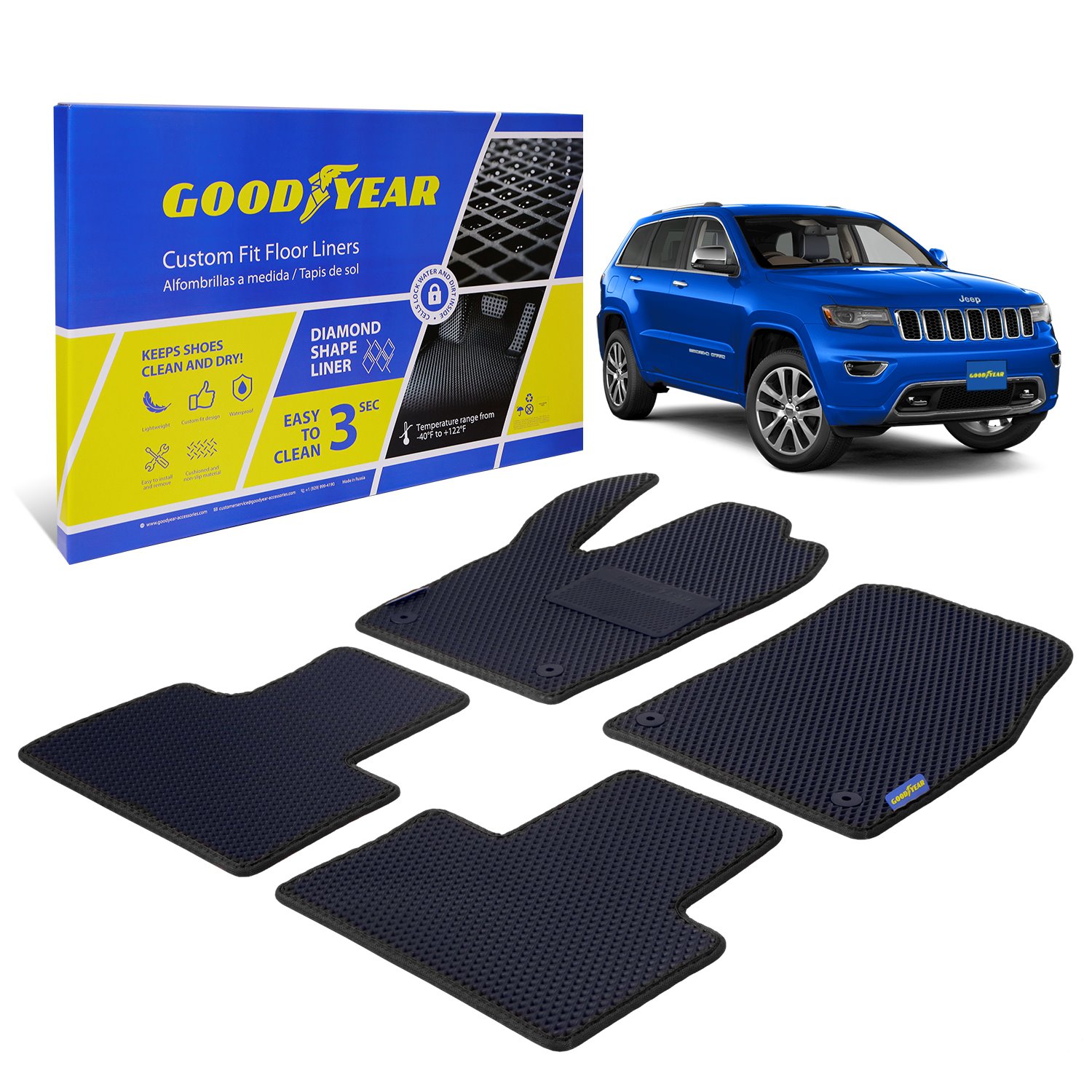 Goodyear Custom-Fit Floor Liners for 2016-2021 Jeep Grand