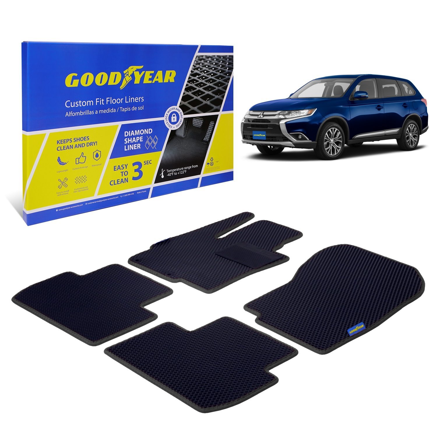 Goodyear Custom-Fit Floor Liners for 2014-2021 Mitsubishi Outlander
