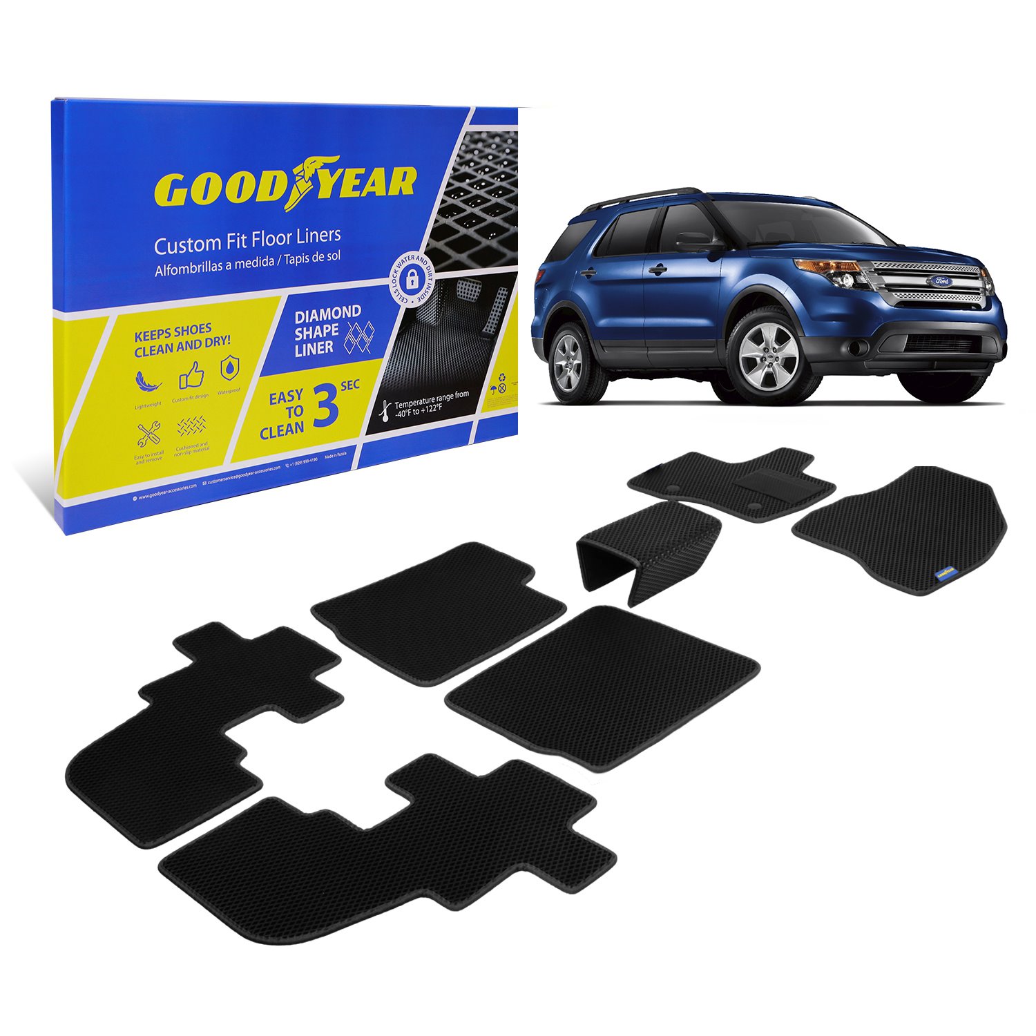 Goodyear Custom-Fit Floor Liners for 2011-2014 Ford Explorer