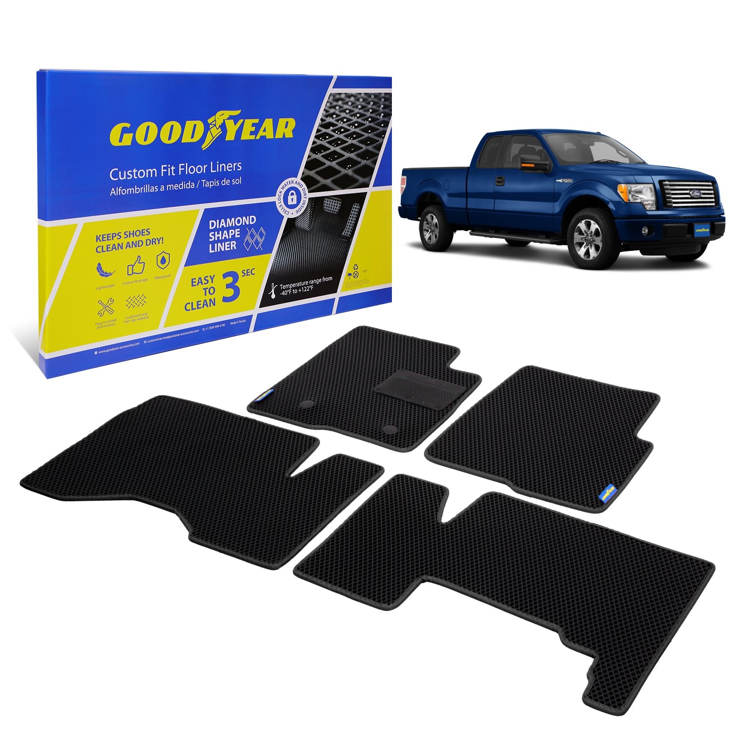 Goodyear Custom-Fit Floor Liners for 2009-2014 Ford F-150
