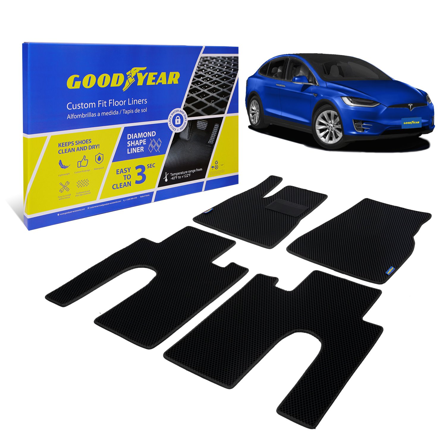 Goodyear Custom-Fit Floor Liners for 2017-2022 Tesla Model X