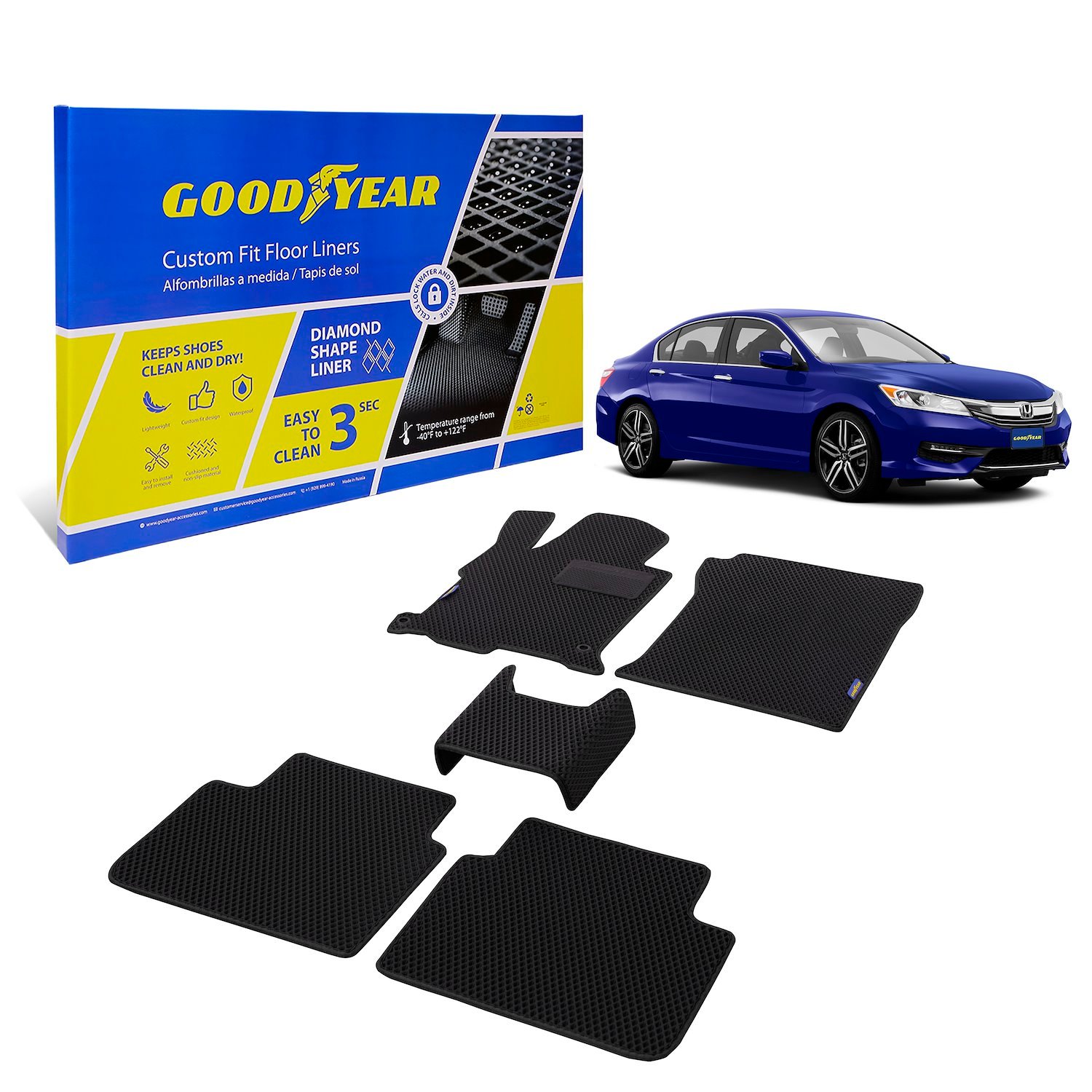 Goodyear Custom-Fit Floor Liners for 2013-2017 Honda Accord Sedan