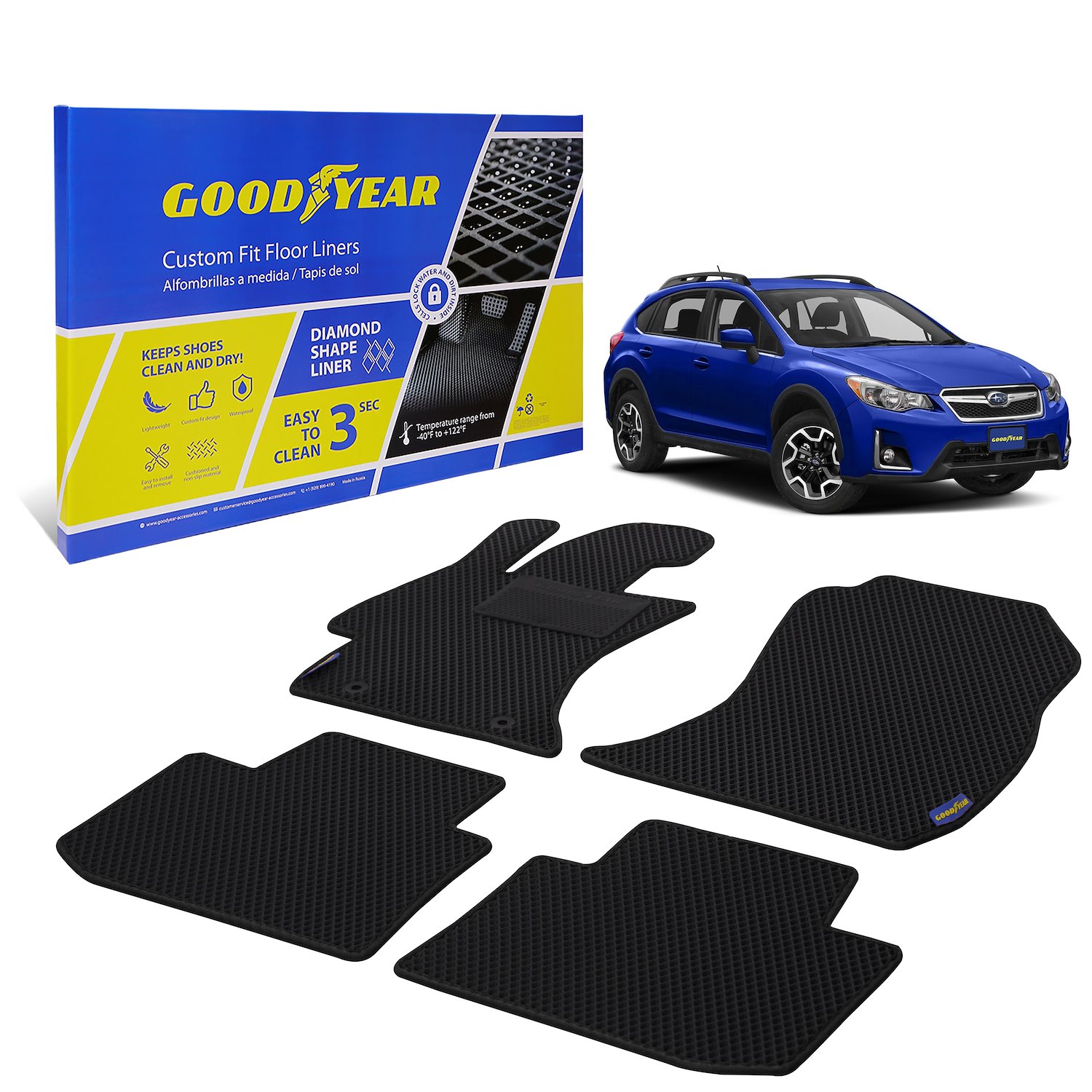 Goodyear Custom-Fit Floor Liners for 2012-2016 Subaru Impreza