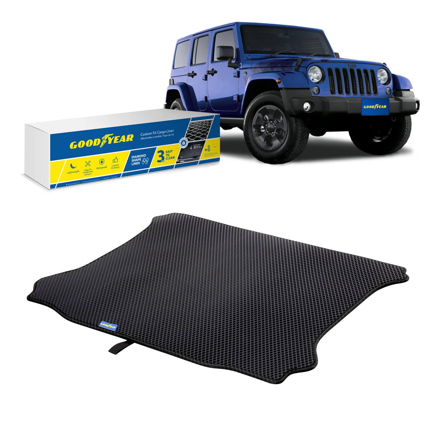 Goodyear Custom Fit Cargo Mat Liner for 2015-2018 Jeep Wrangler