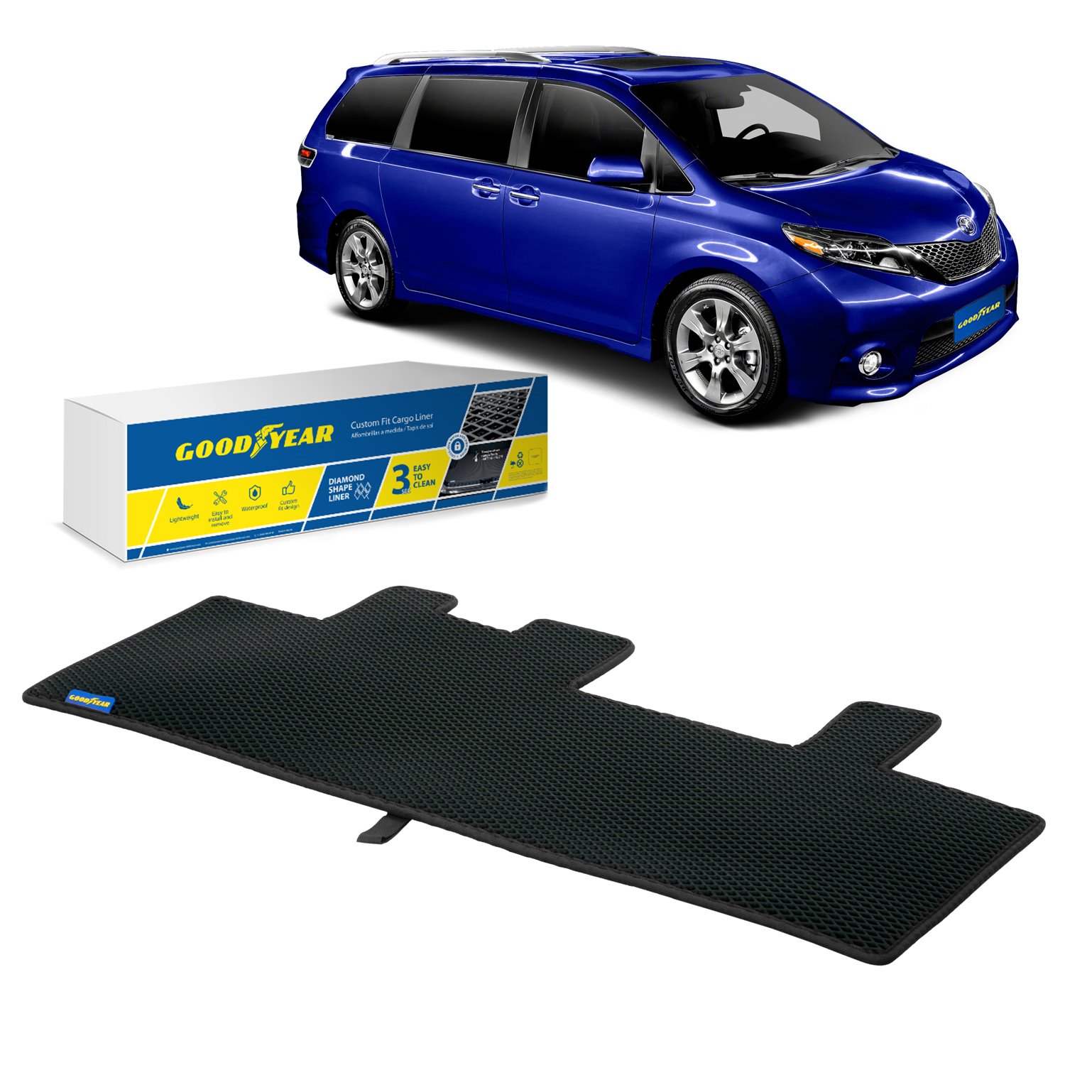 Goodyear Custom Fit Cargo Mat Liner for 2011-2020 Toyota Sienna
