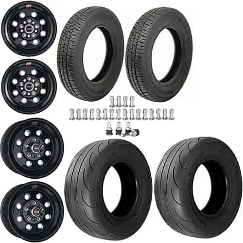 Draglite Black Wheel & Tire Kit 1967-79 A/F-Body Cars* Includes: