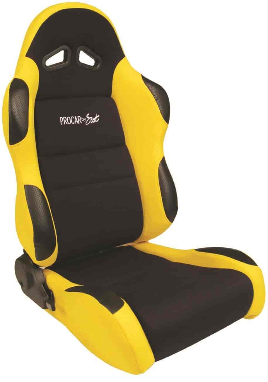 Evolution Recliner Left Black Vinyl Yellow Trim