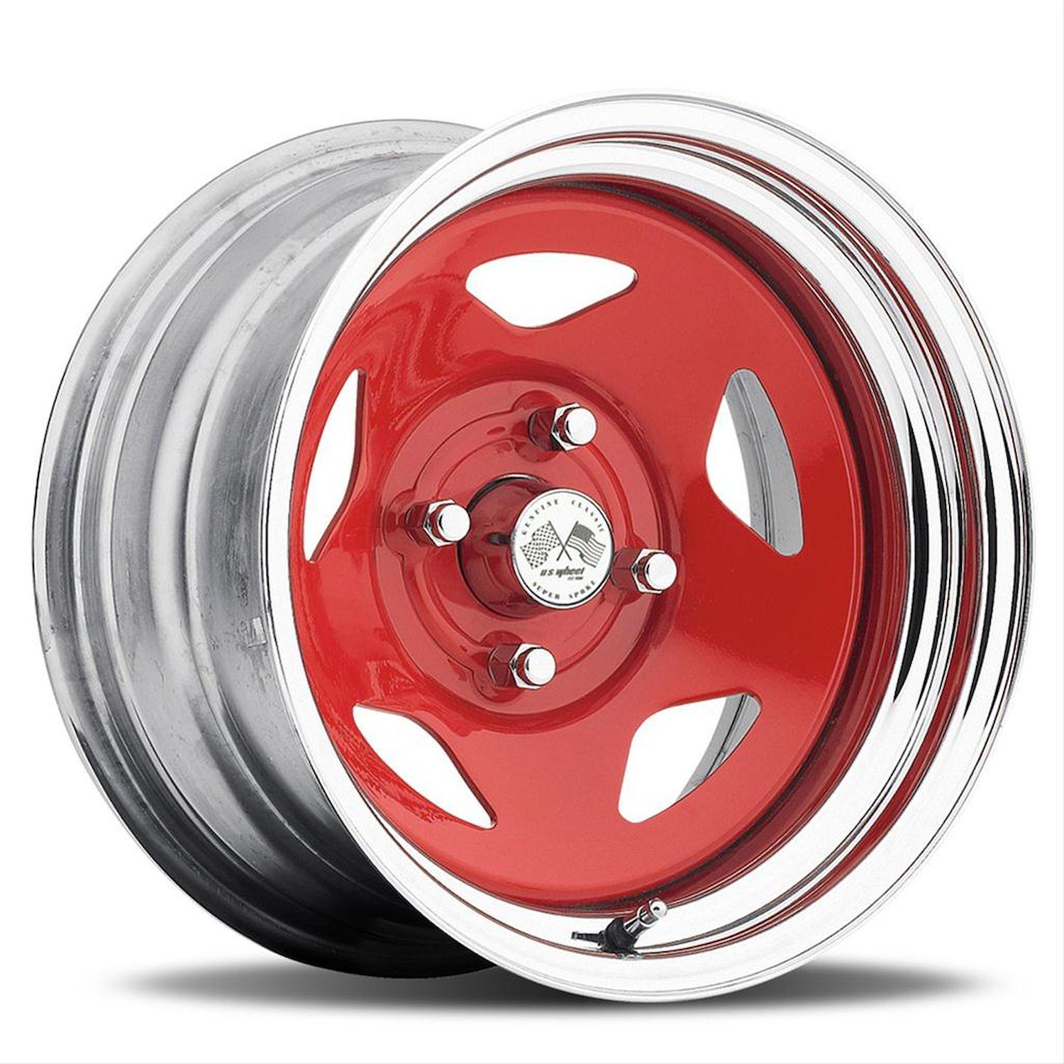 021 SERIES 15X8 5X100 Bolt Circle 5 Backspacing 16mm Offset 2.66 Centerbore RED/CHROME Finish