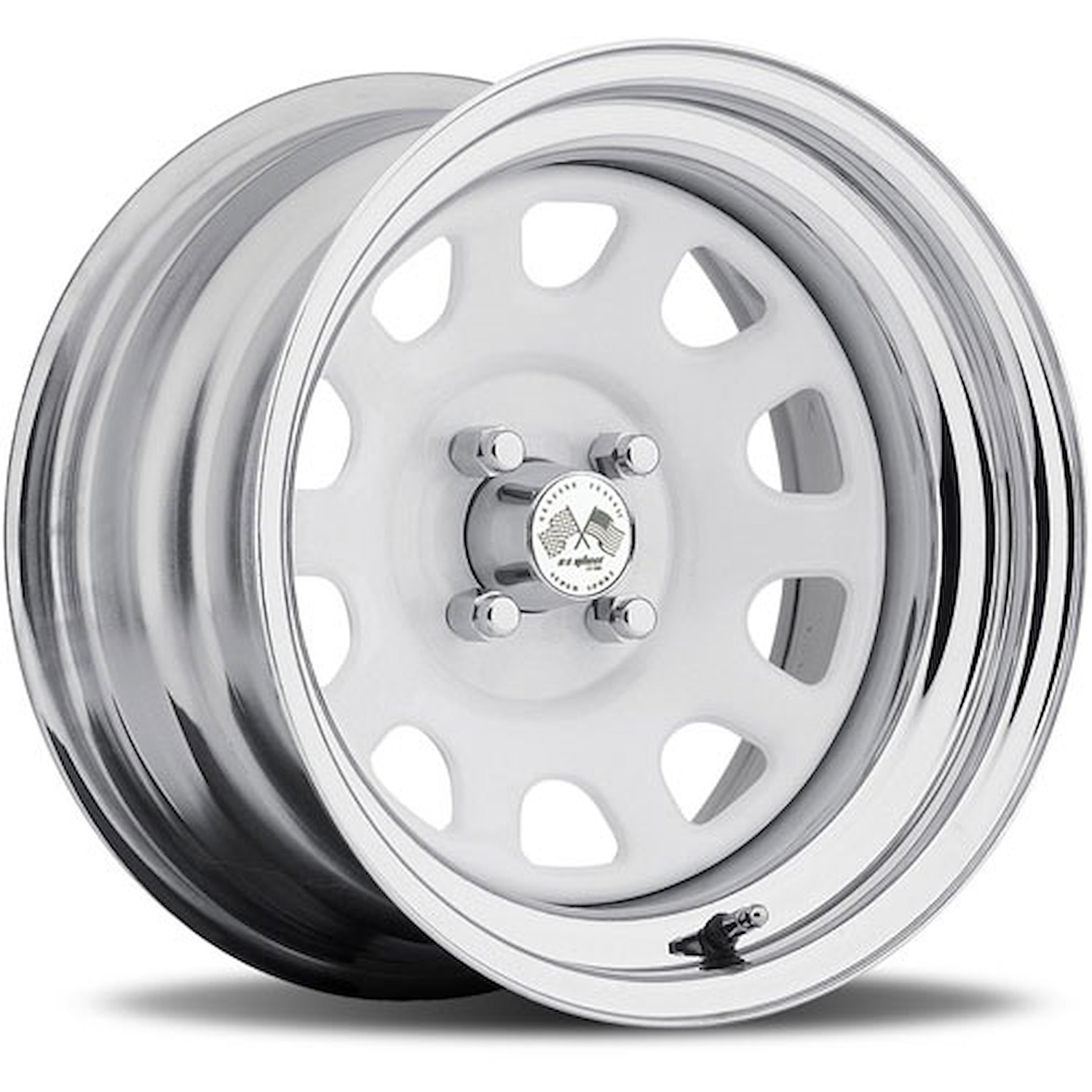 CHROME DAYTONA FWD DRIFTER WHITE 15 x 10 4 x 100 Bolt Circle 5 12 Back Spacing 0 offset 266 Center Bore 1400 lbs Load Rating